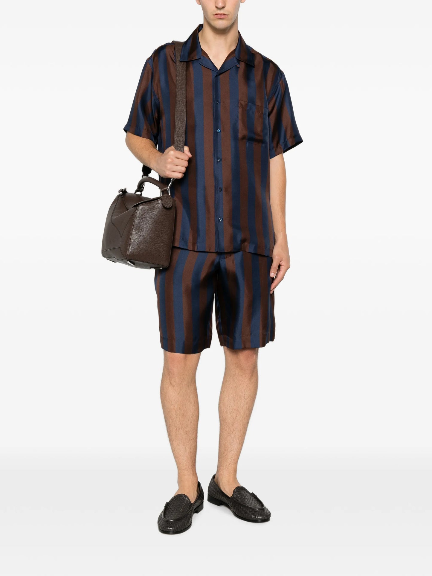 striped silk shorts