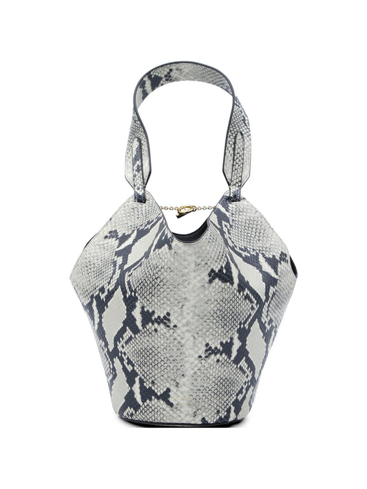 mini Lotus snakeskin-embossed tote bag