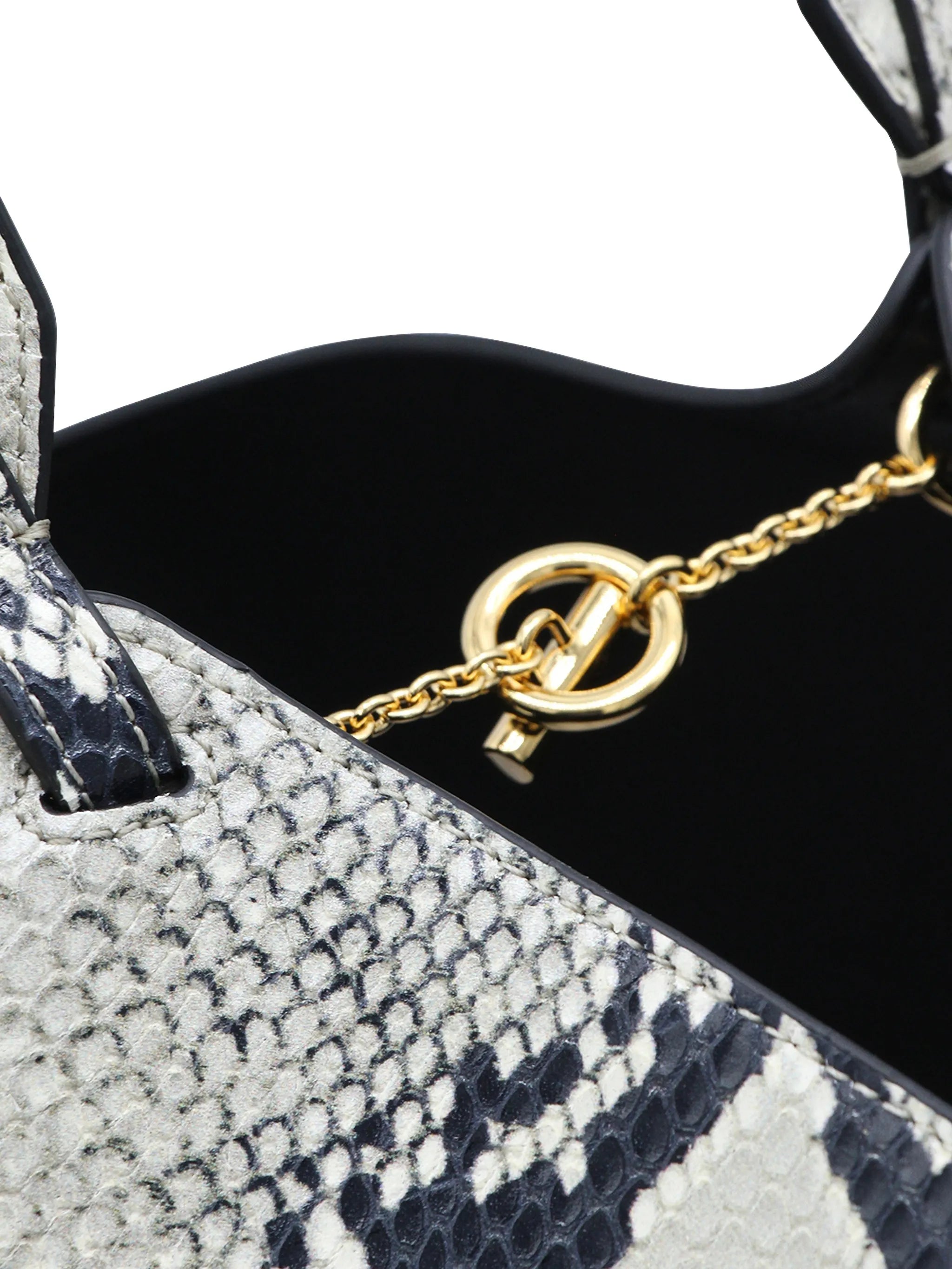 mini Lotus snakeskin-embossed tote bag