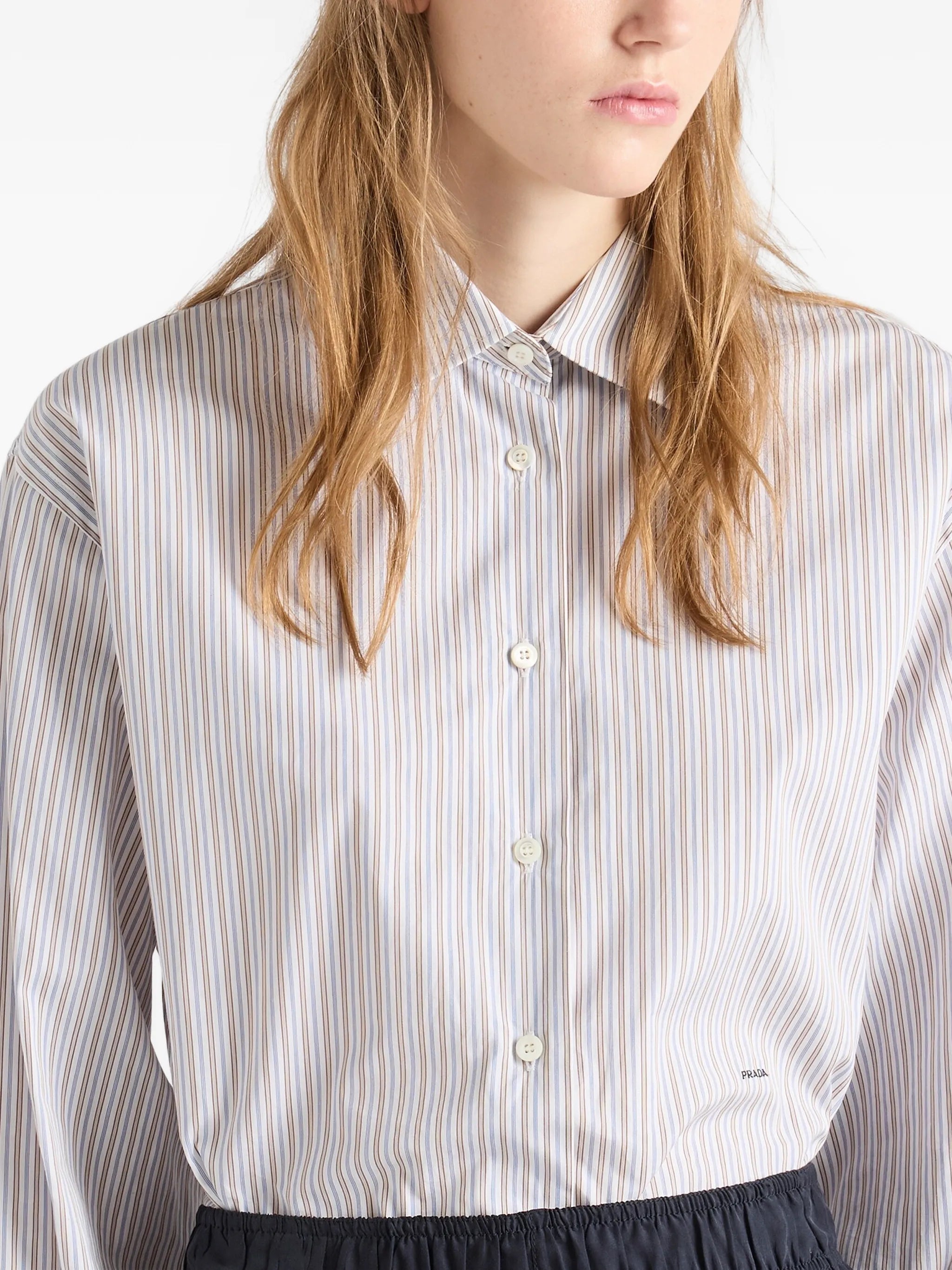 embroidered striped poplin shirt