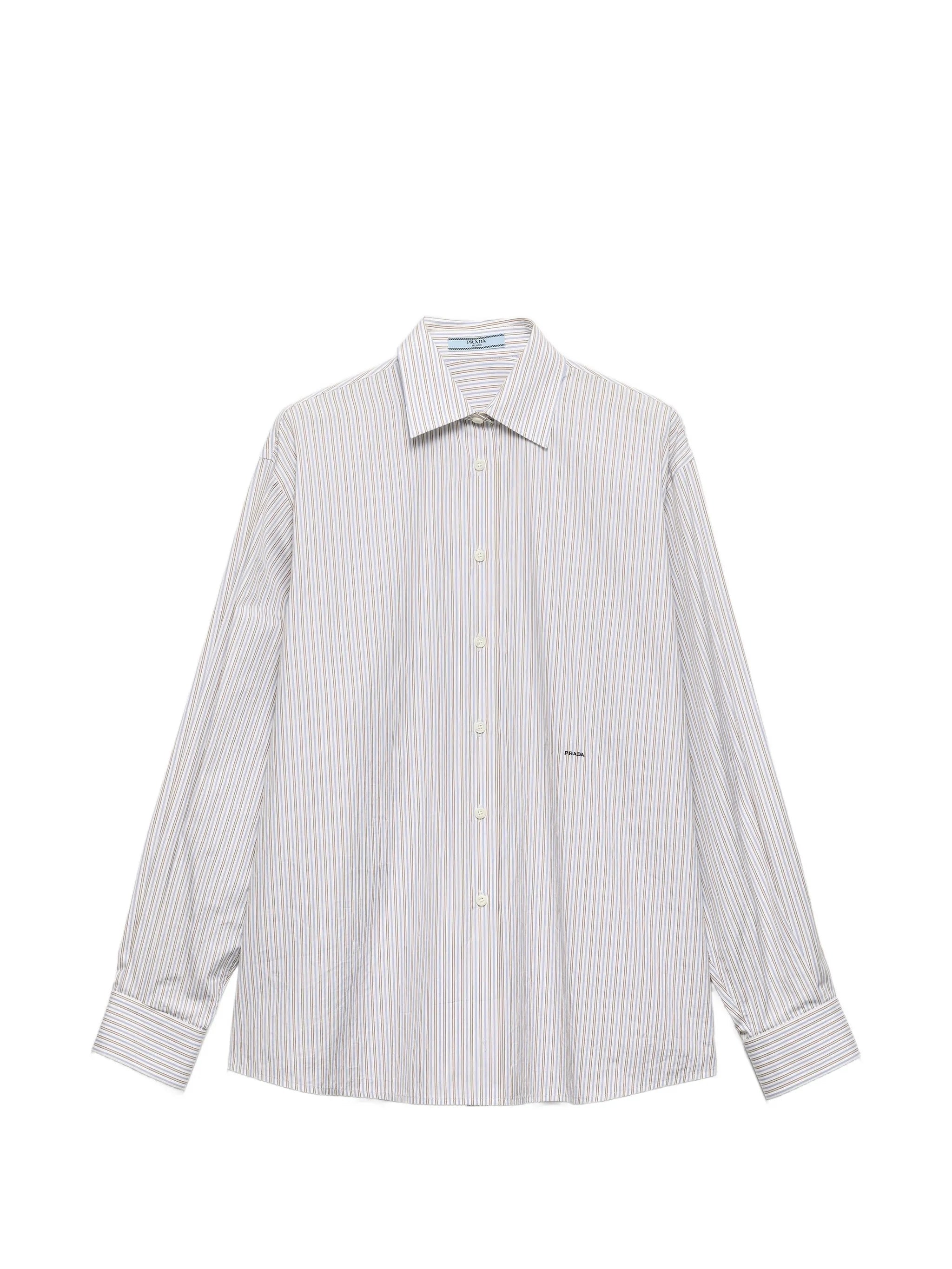 embroidered striped poplin shirt