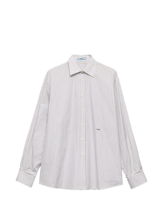 embroidered striped poplin shirt