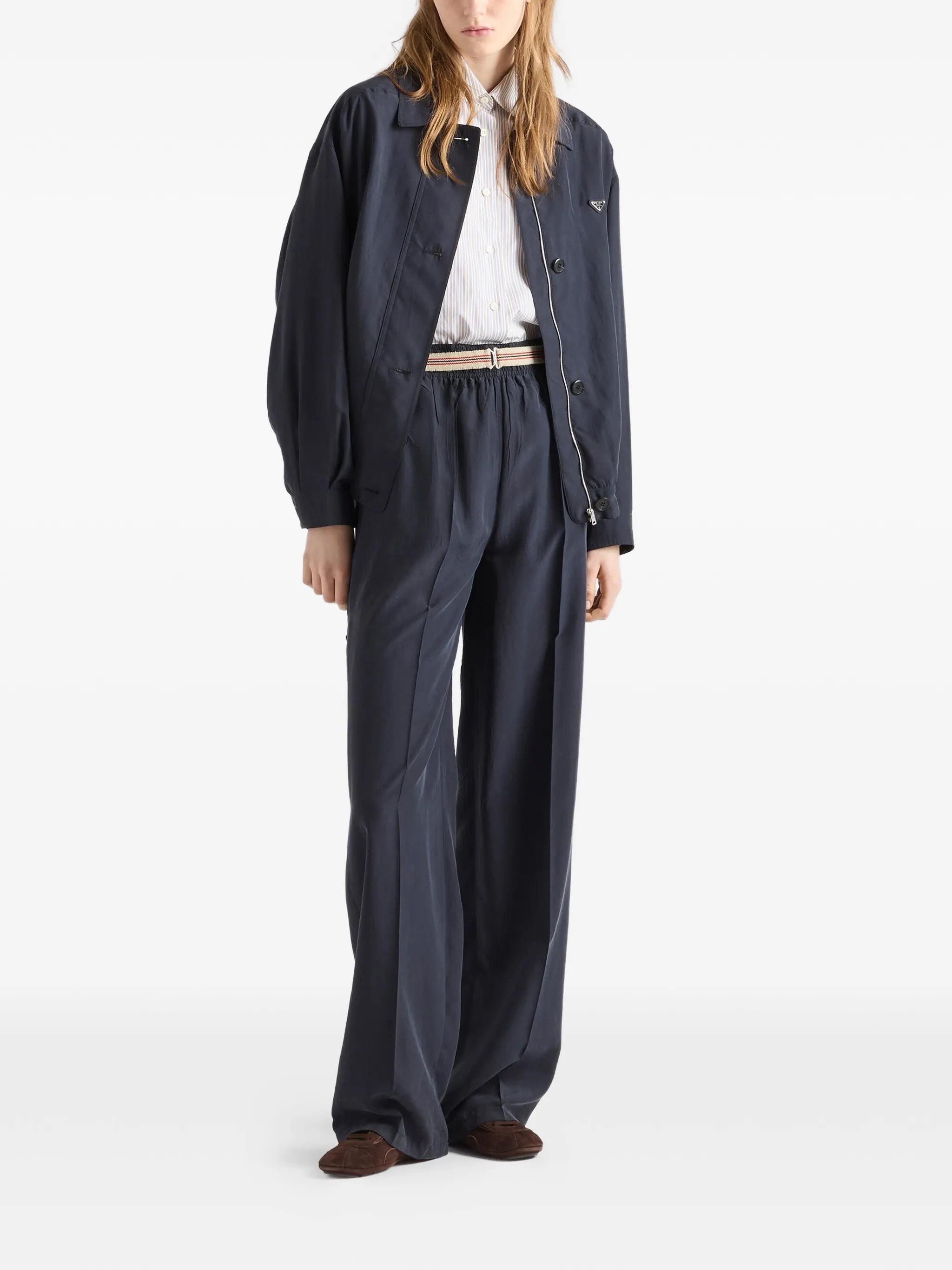 embroidered striped poplin shirt