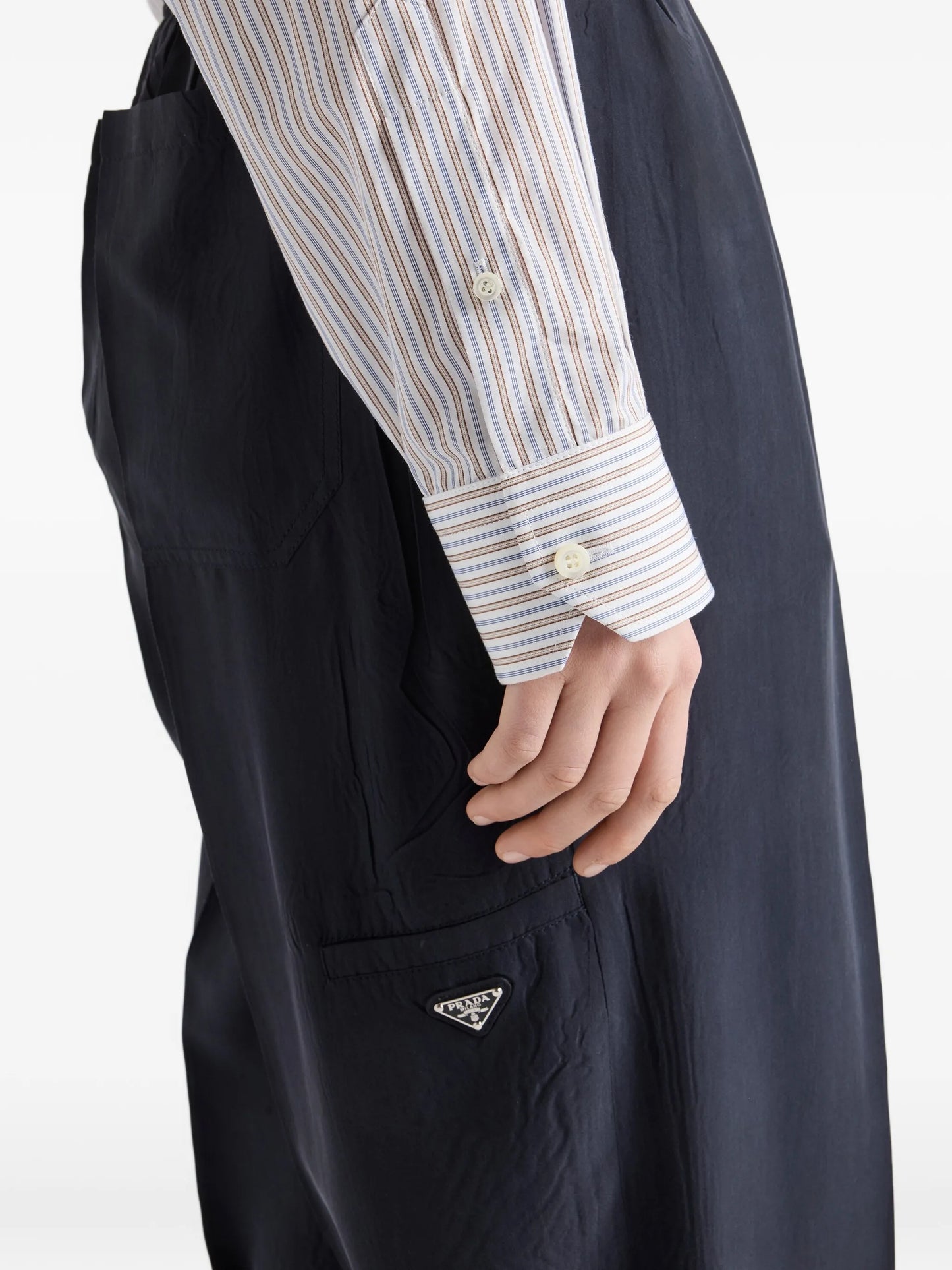 embroidered striped poplin shirt