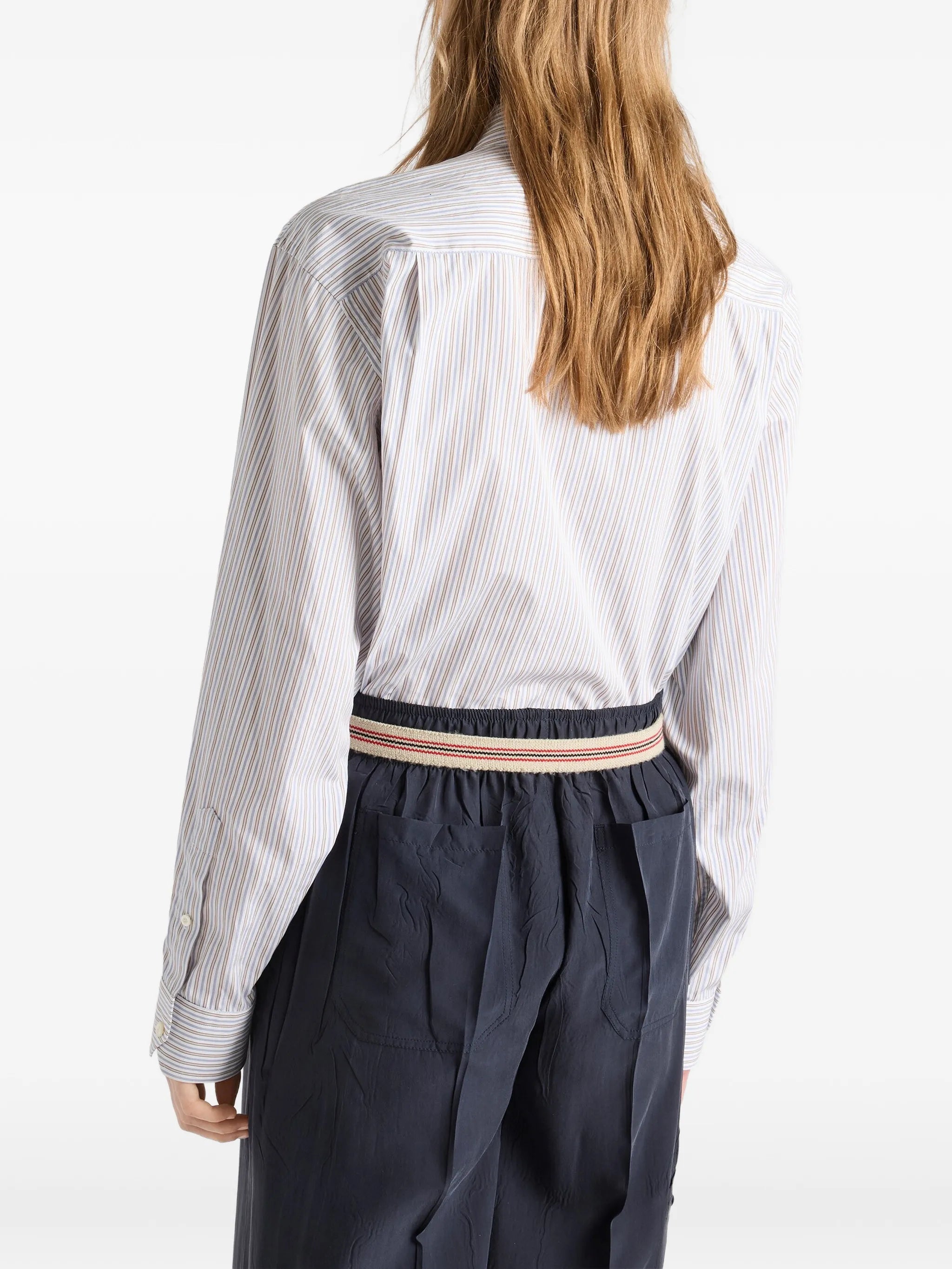 embroidered striped poplin shirt