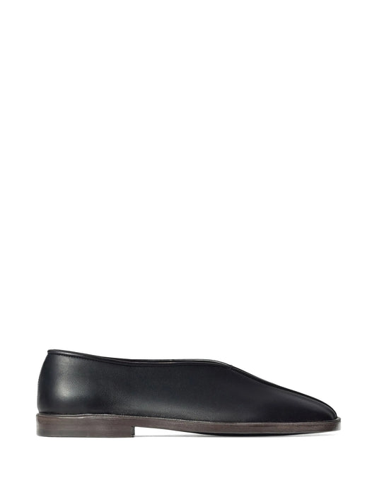 flat piped slippers in leather