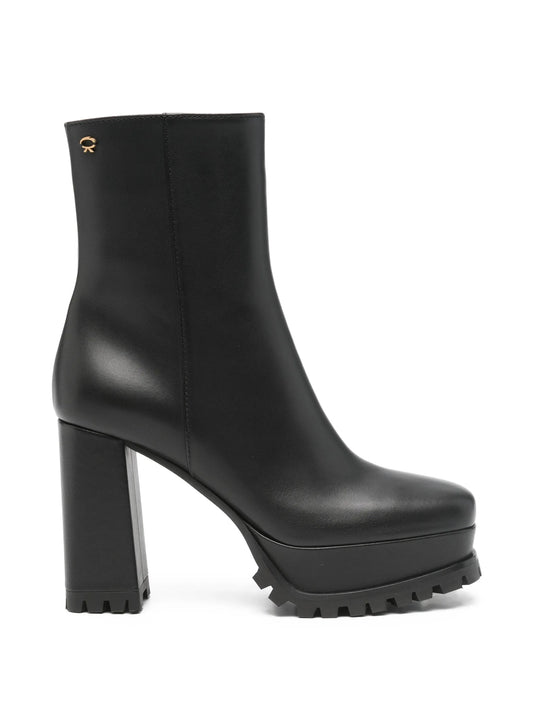 block-heel leather ankle boots