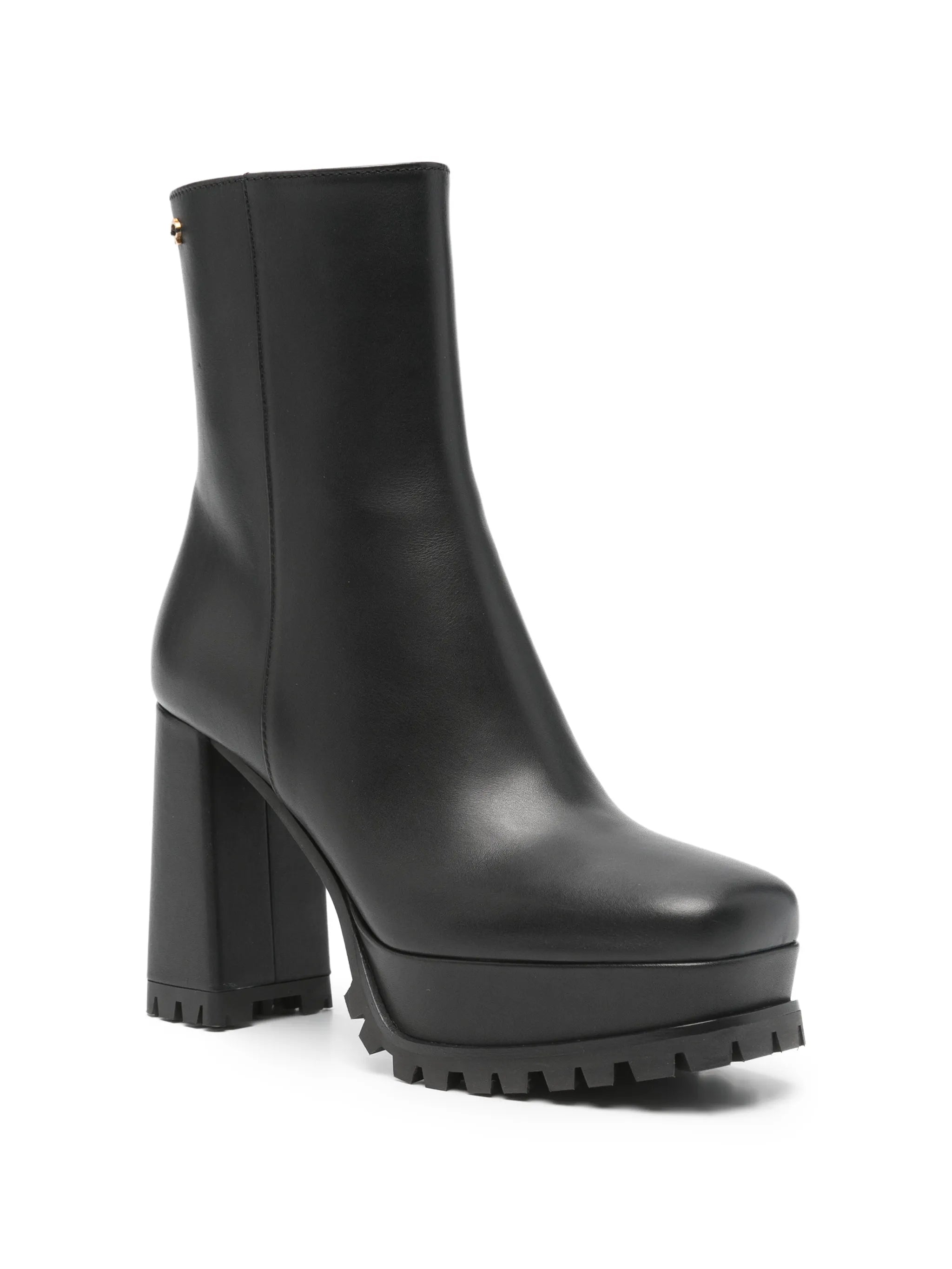 block-heel leather ankle boots