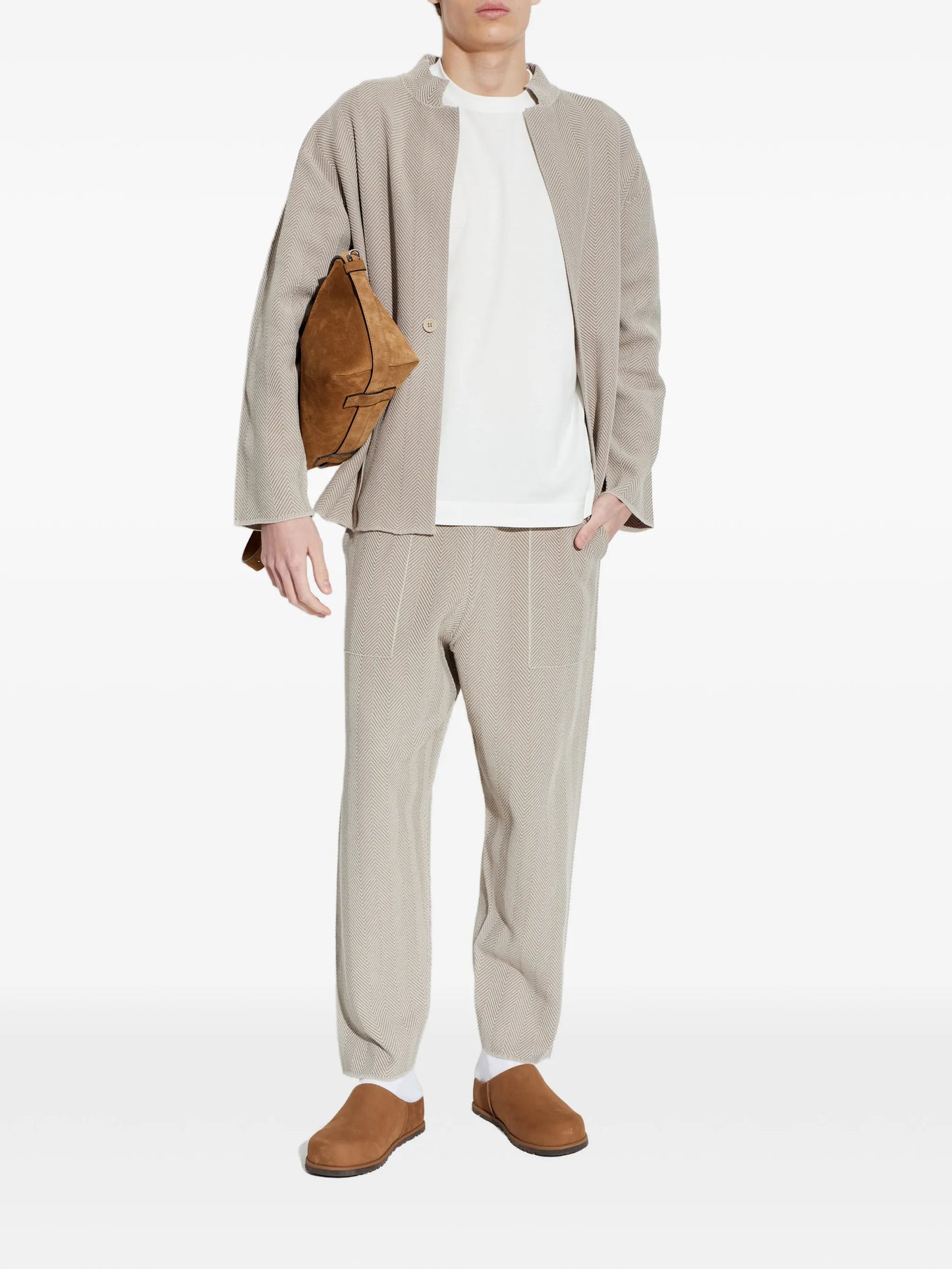 herringbone elasticated trousers