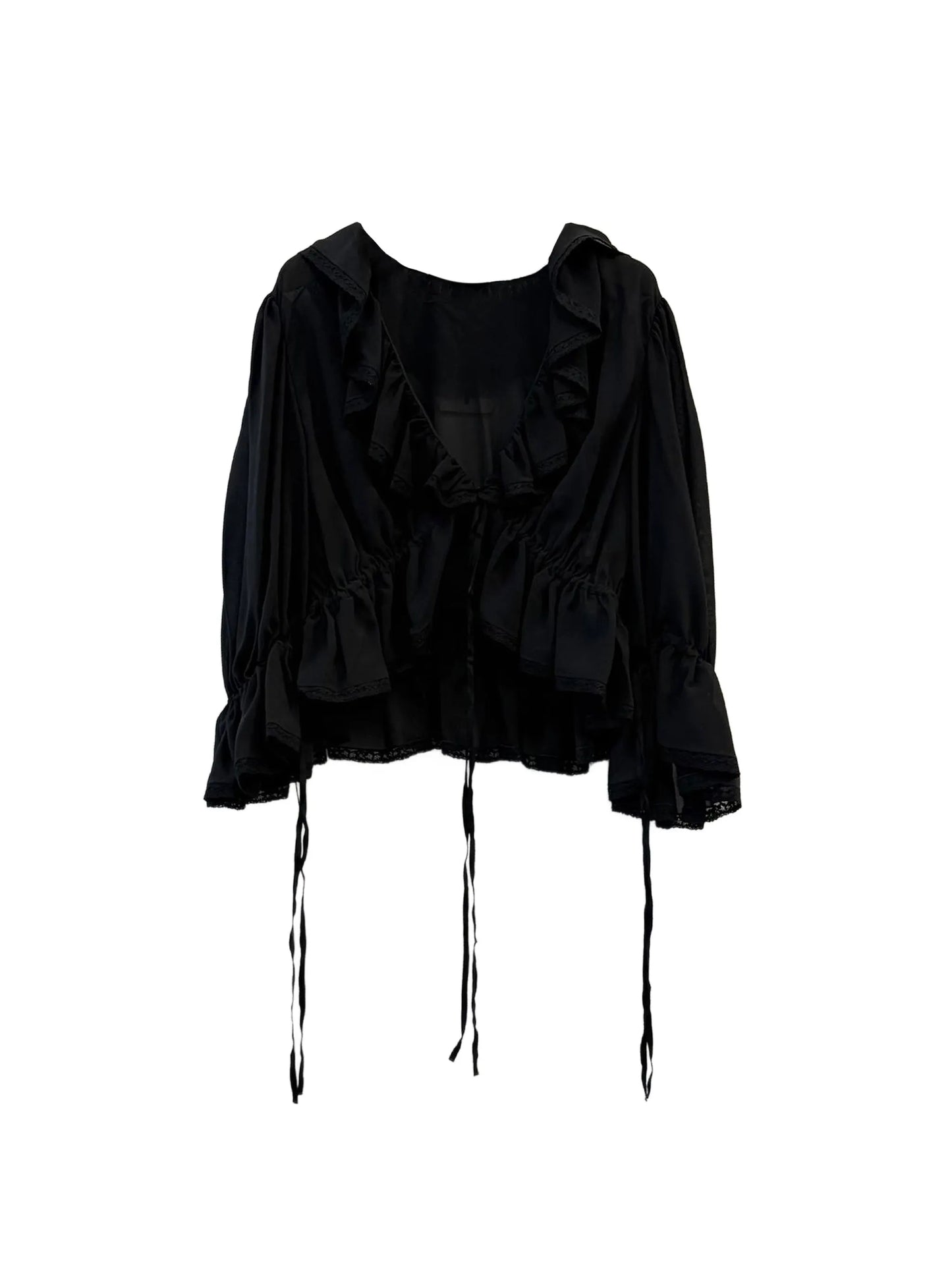 ruffled-detail tie-fastening top