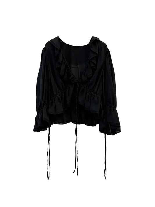 ruffled-detail tie-fastening top