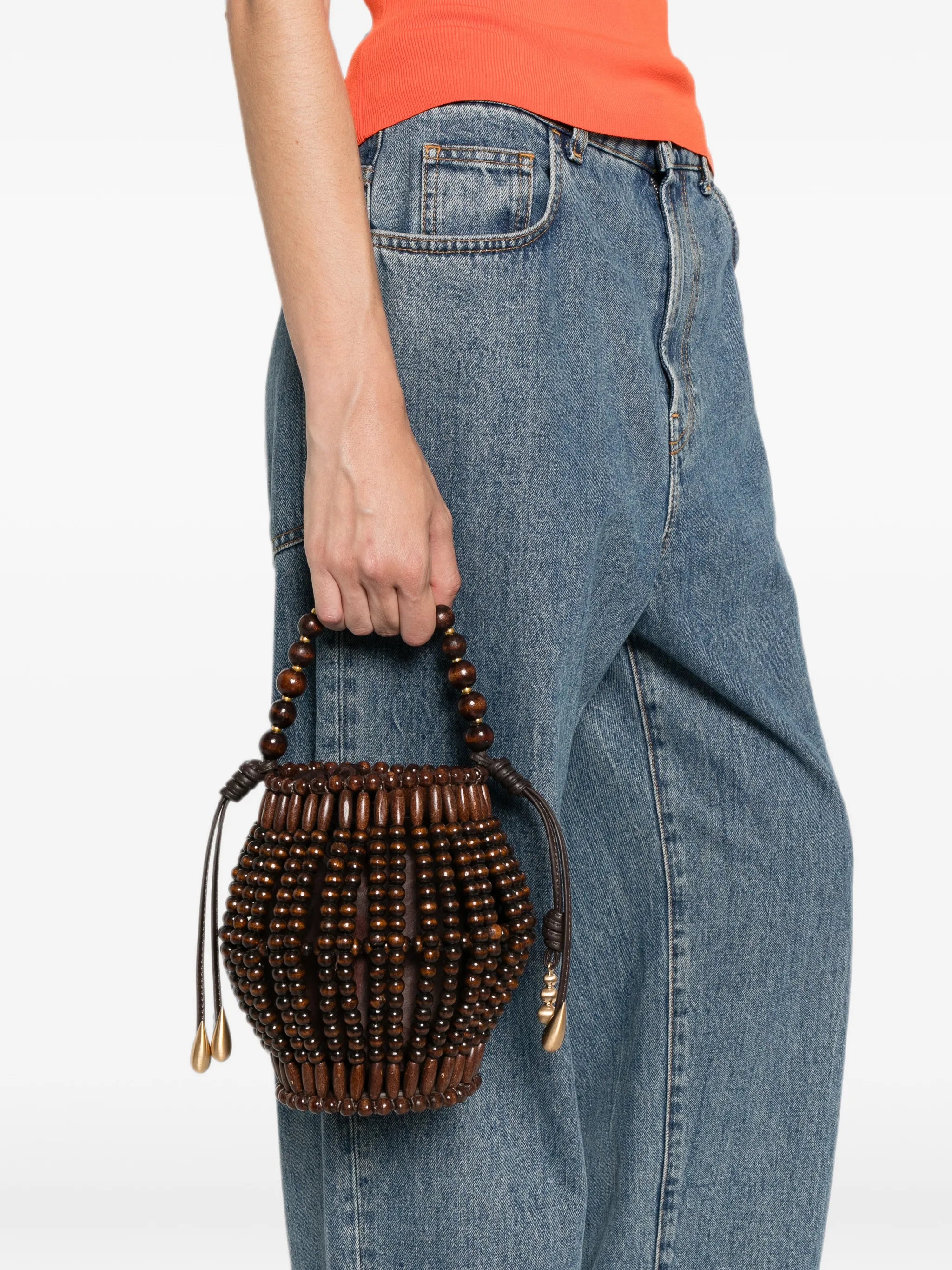 Lanterna beaded top-bucket bag
