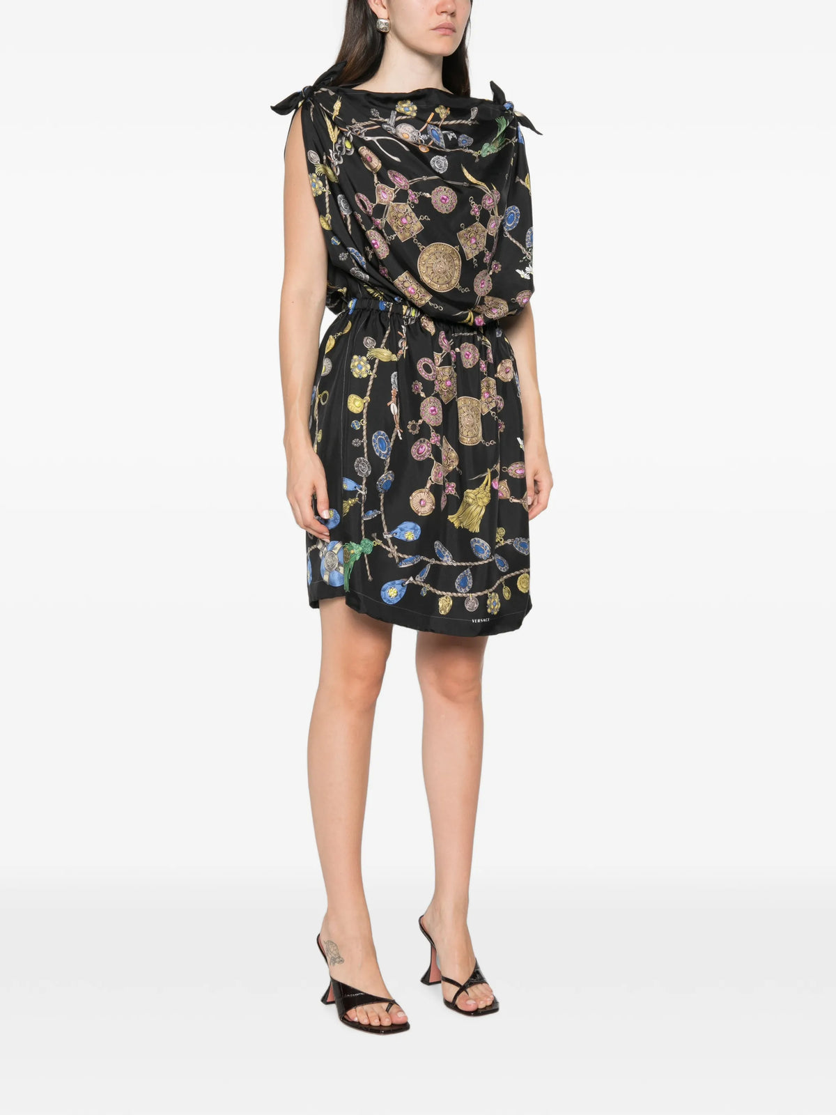 printed silk twill midi dress