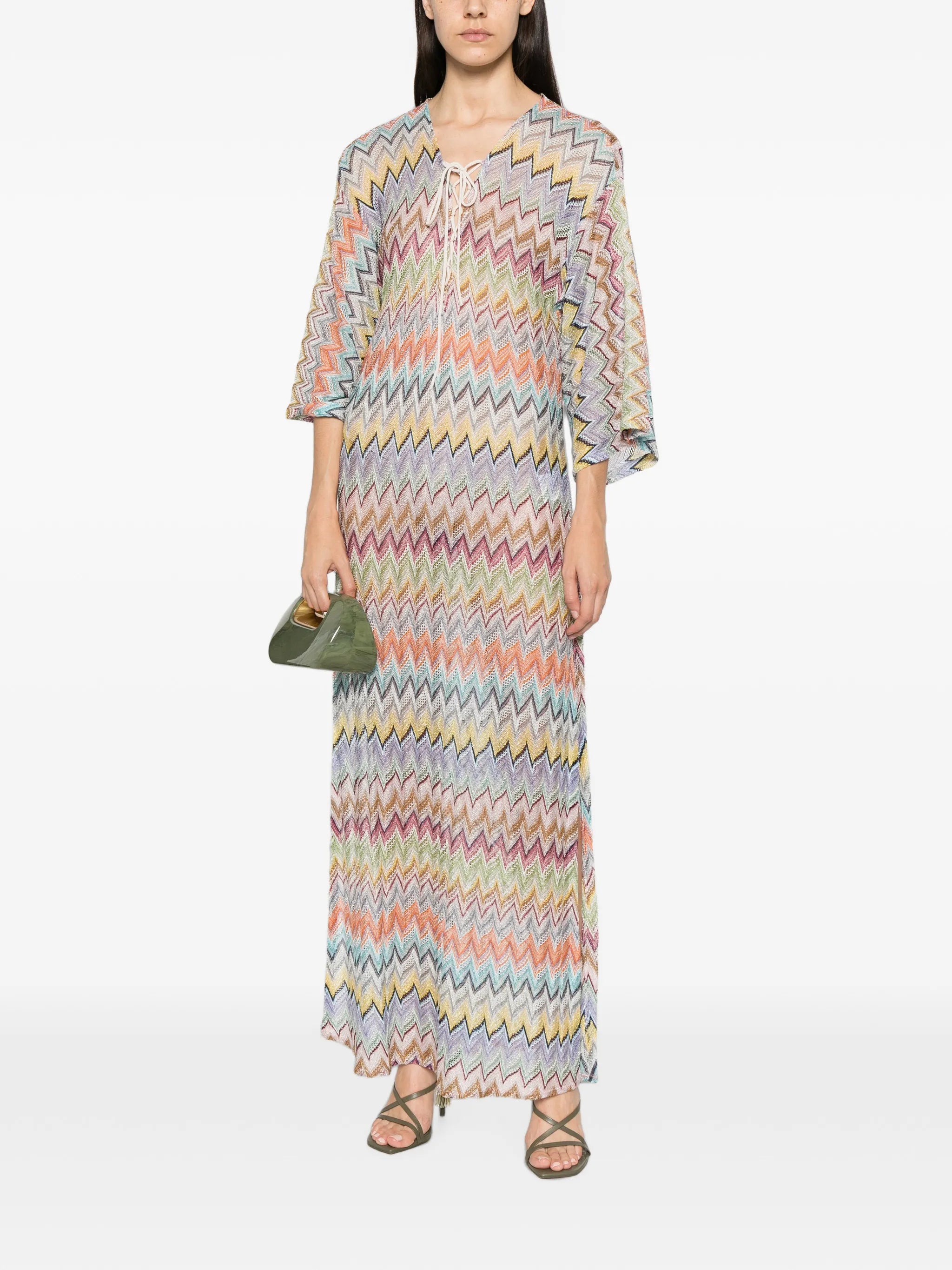 long lamé cover-up caftan