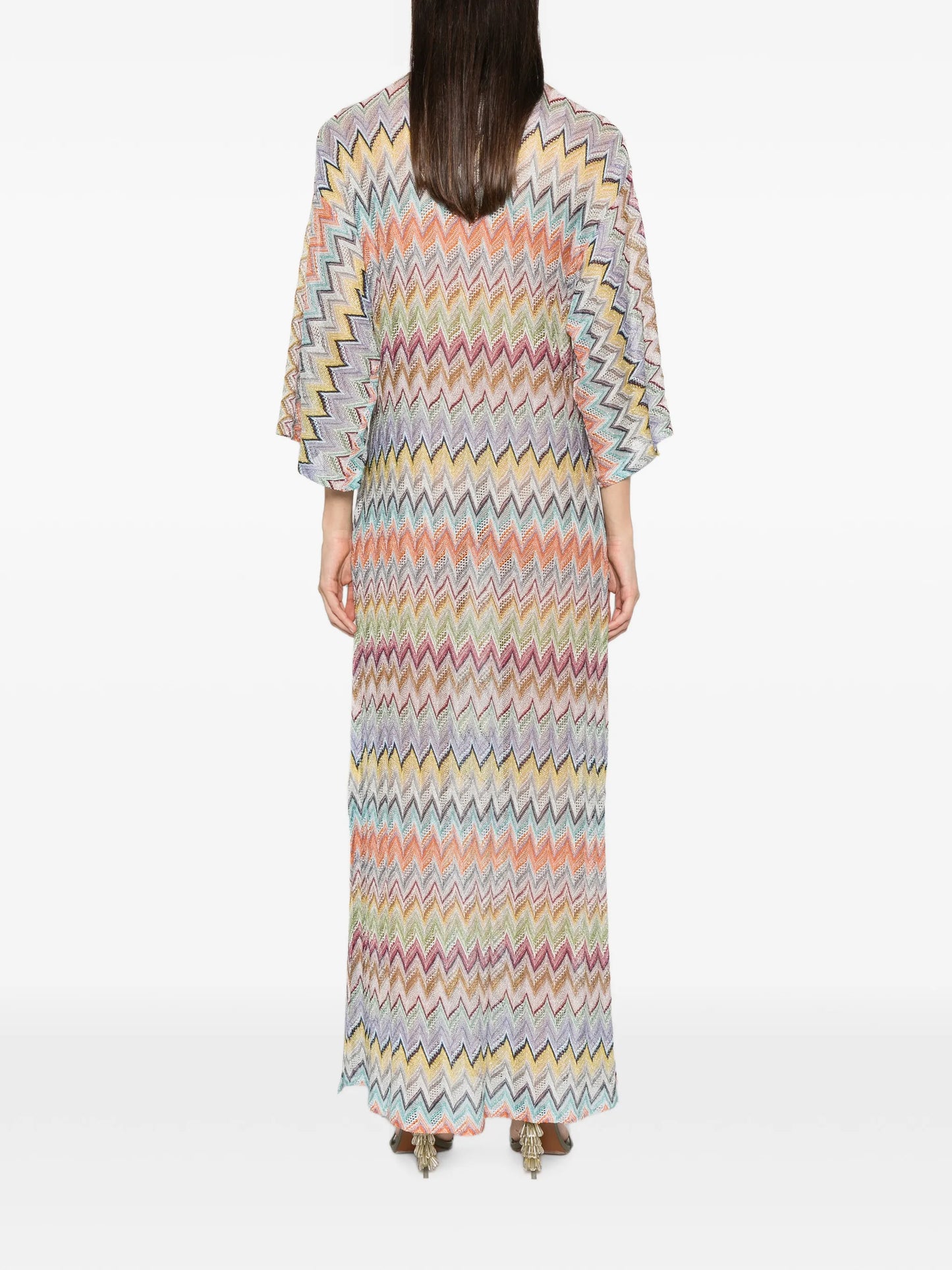 zigzag-knit lace-up beach cover-up