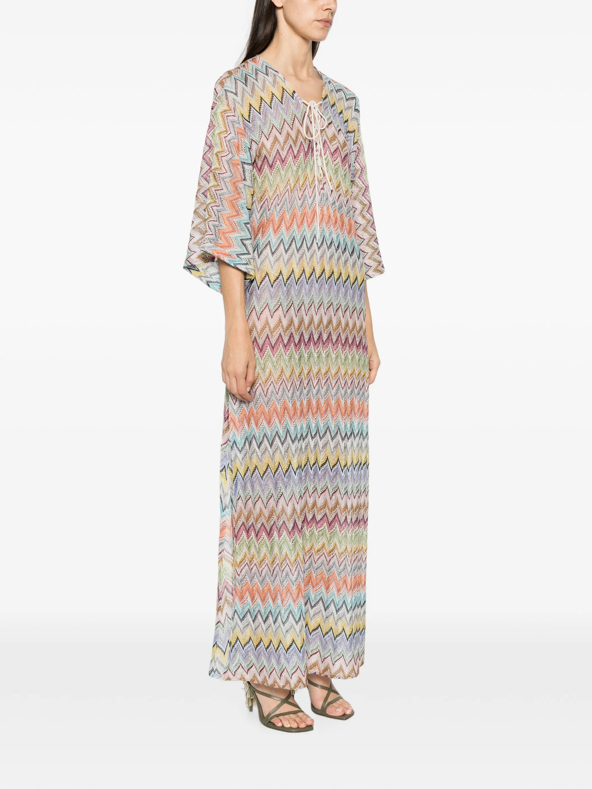long lamé cover-up caftan