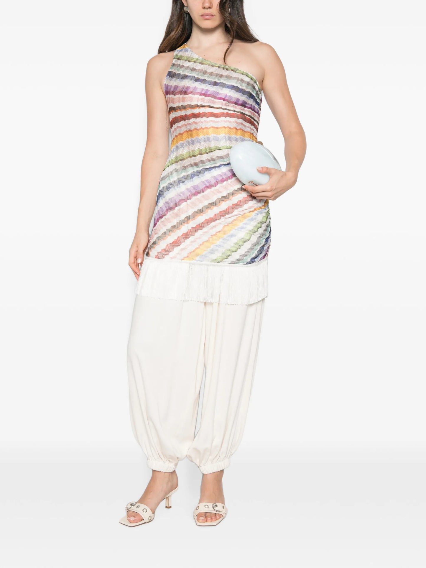 fringed zigzag-print mini dress