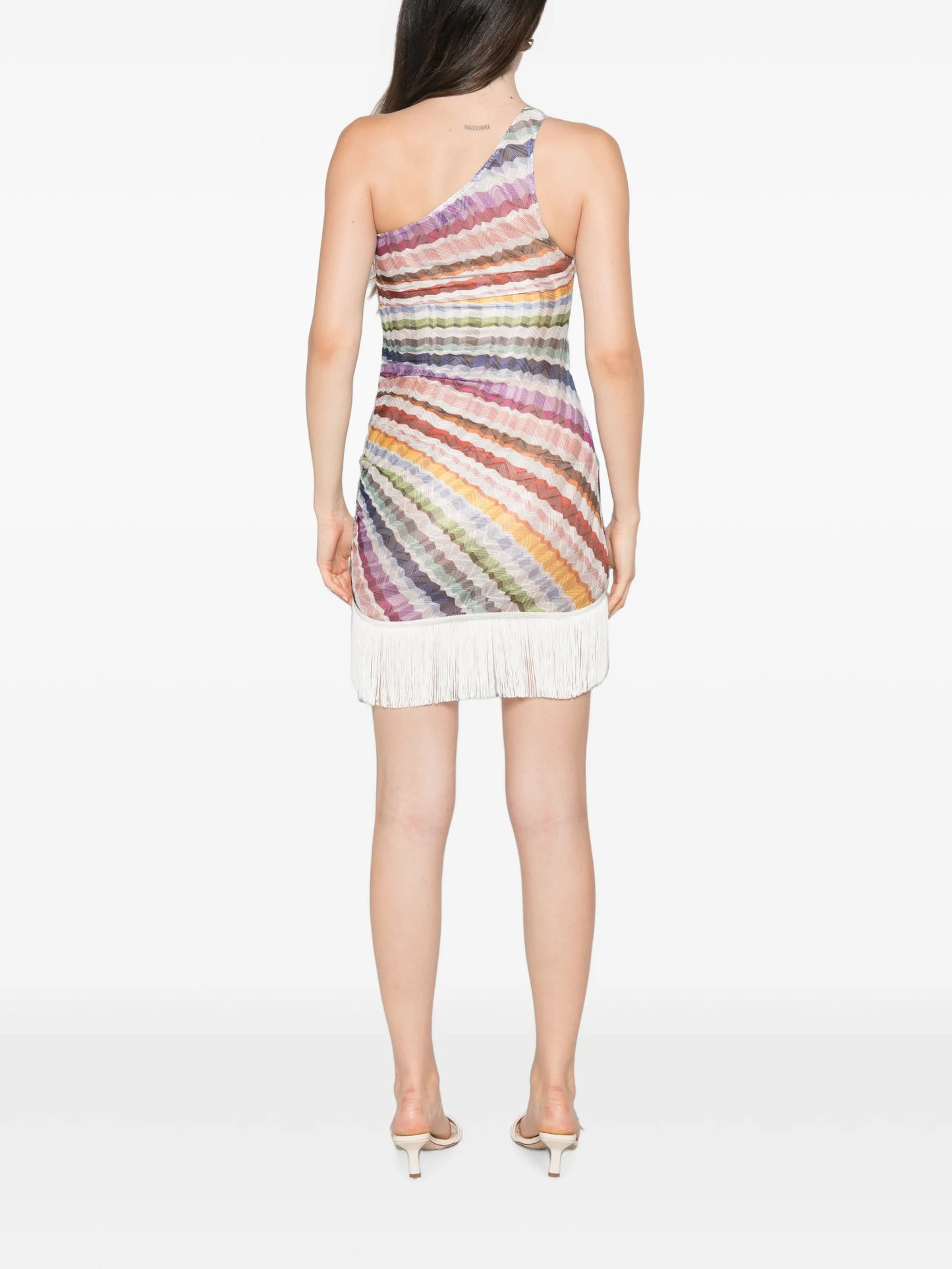 fringed zigzag-print mini dress