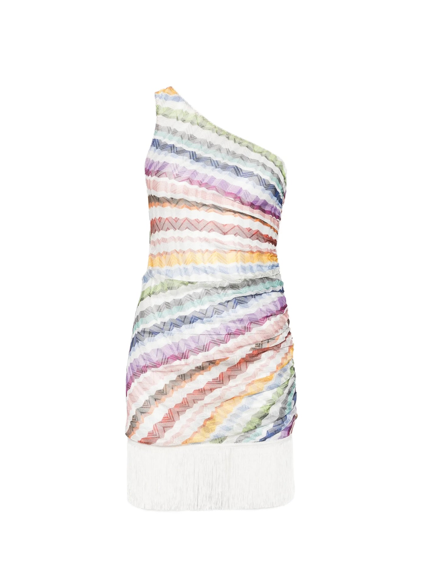 fringed zigzag-print mini dress