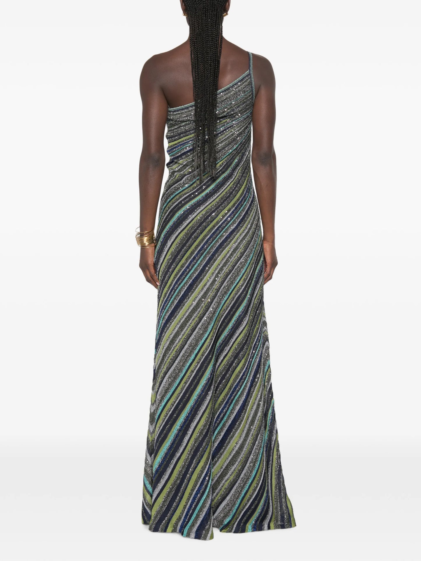stripe-pattern maxi dress