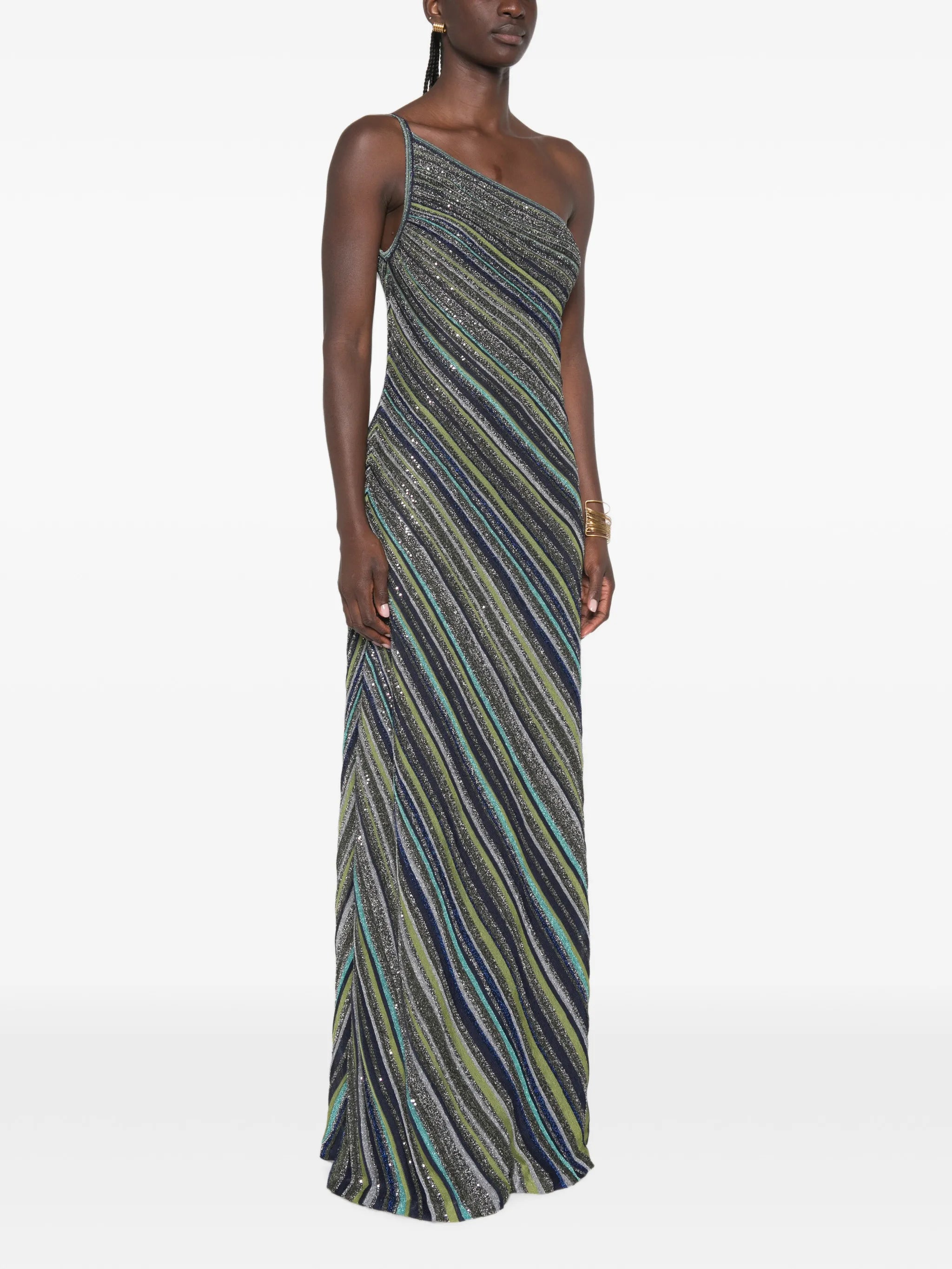 stripe-pattern maxi dress