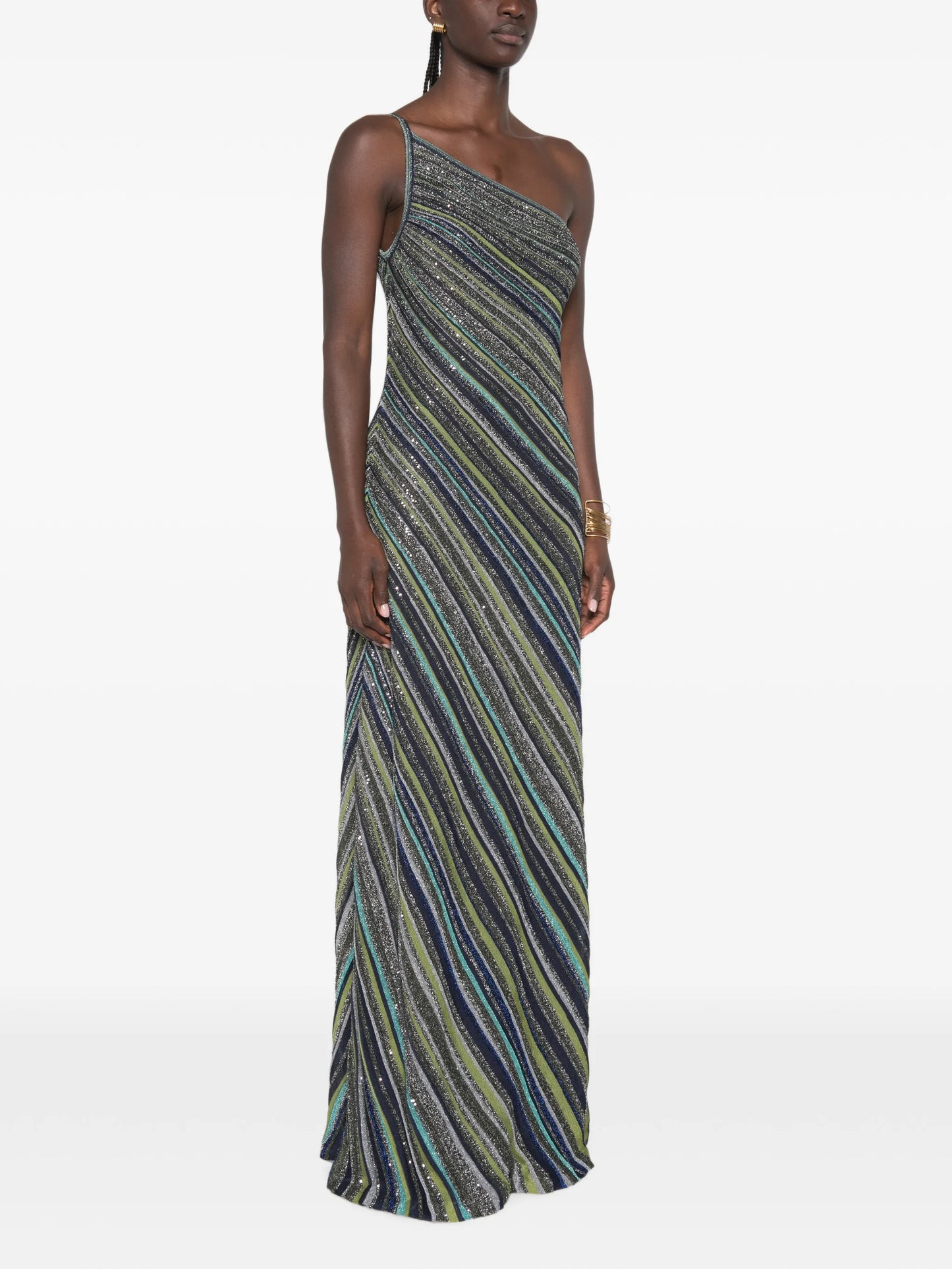 stripe-pattern maxi dress