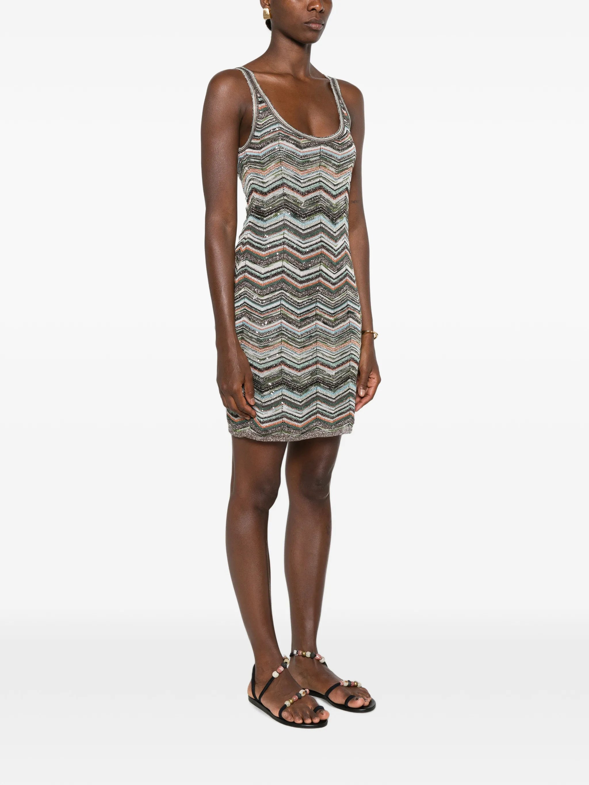 Chevron knit mini dress with sequins