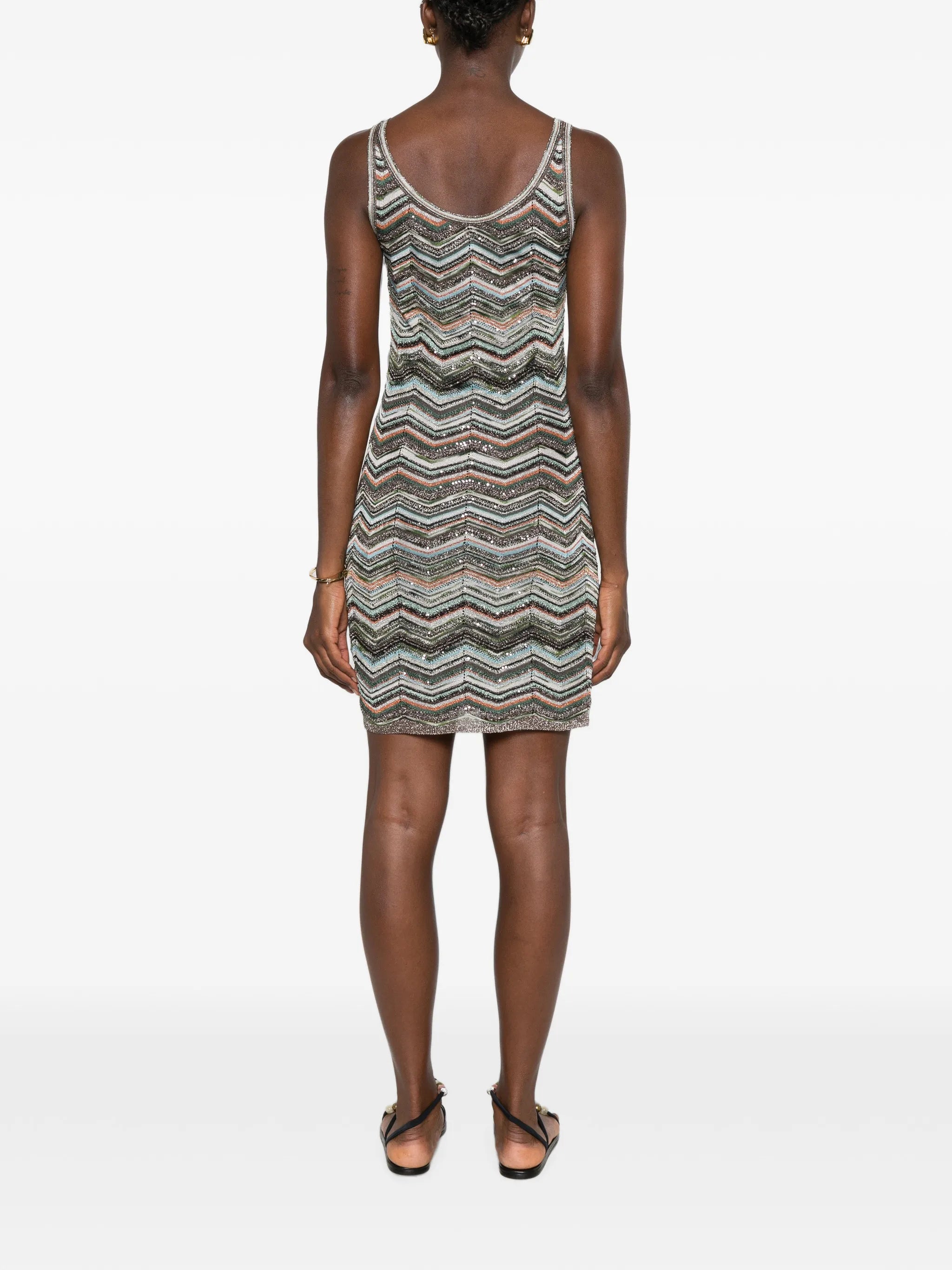 Chevron knit mini dress with sequins