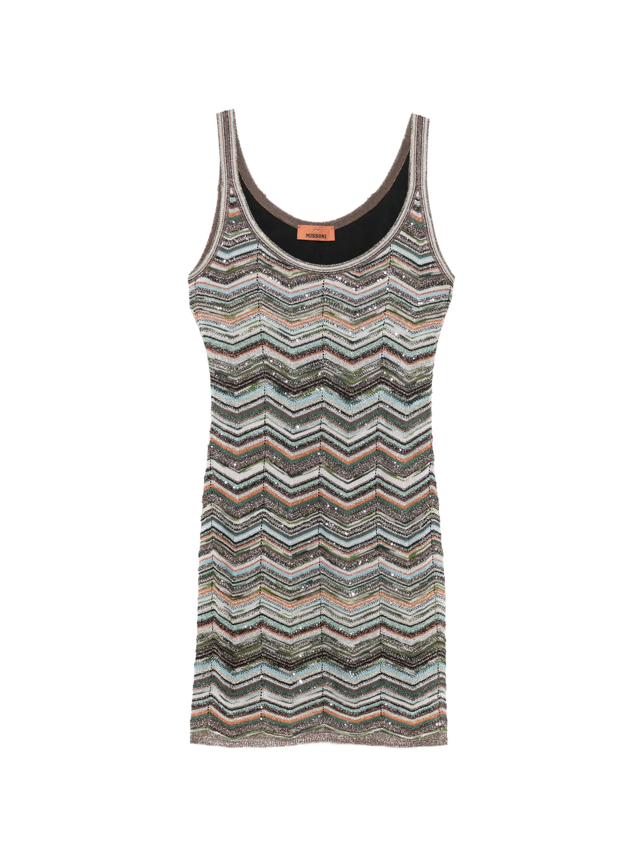 Chevron knit mini dress with sequins