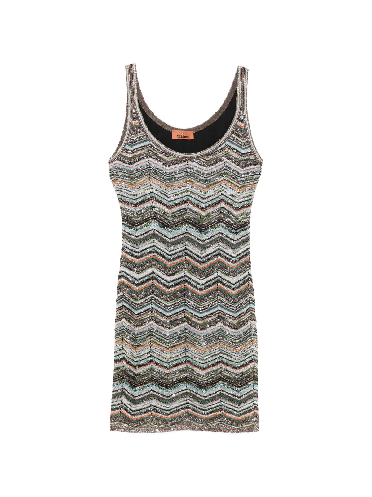 Chevron knit mini dress with sequins