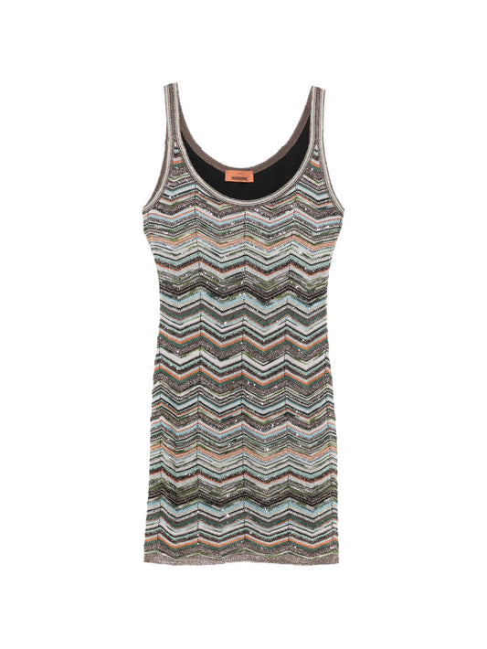 Chevron knit mini dress with sequins