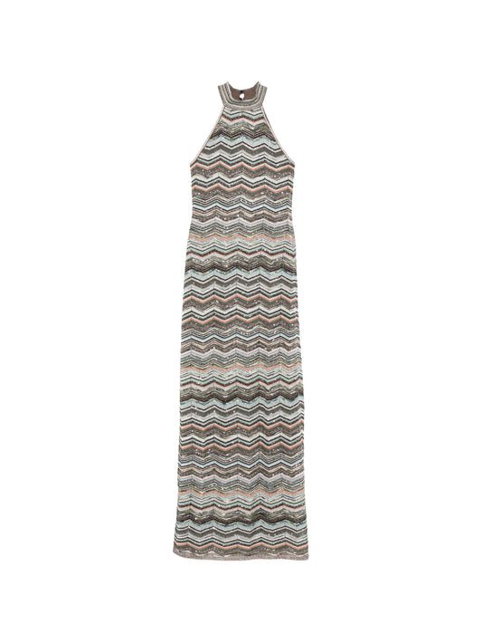 zigzag-pattern maxi dress