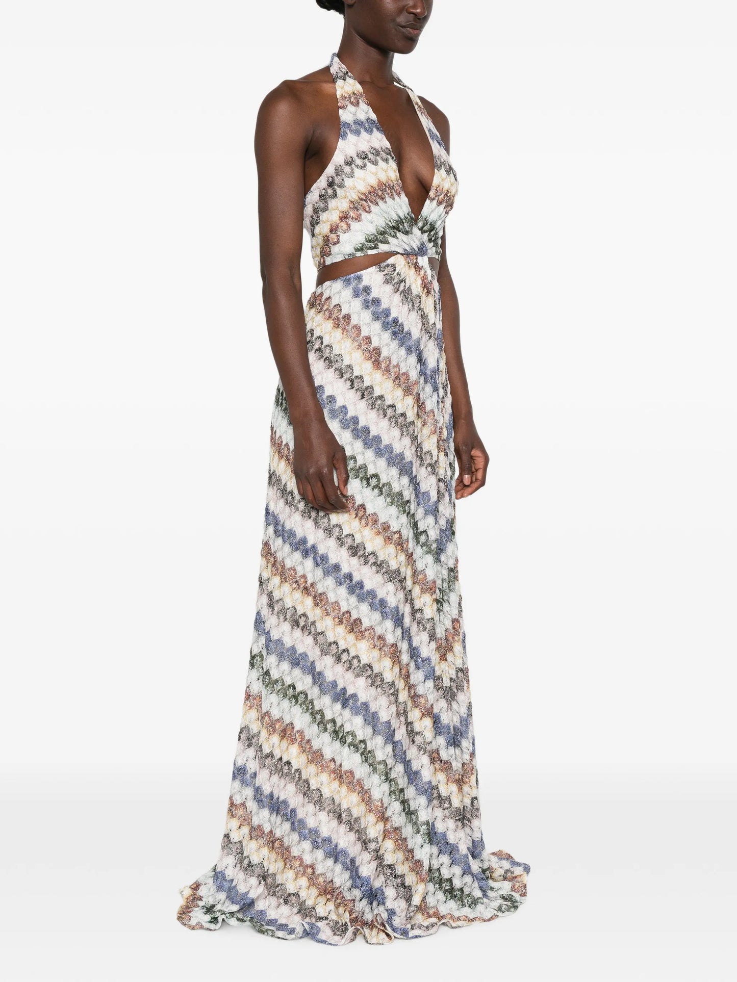 zigzag-knit cutout maxi dress
