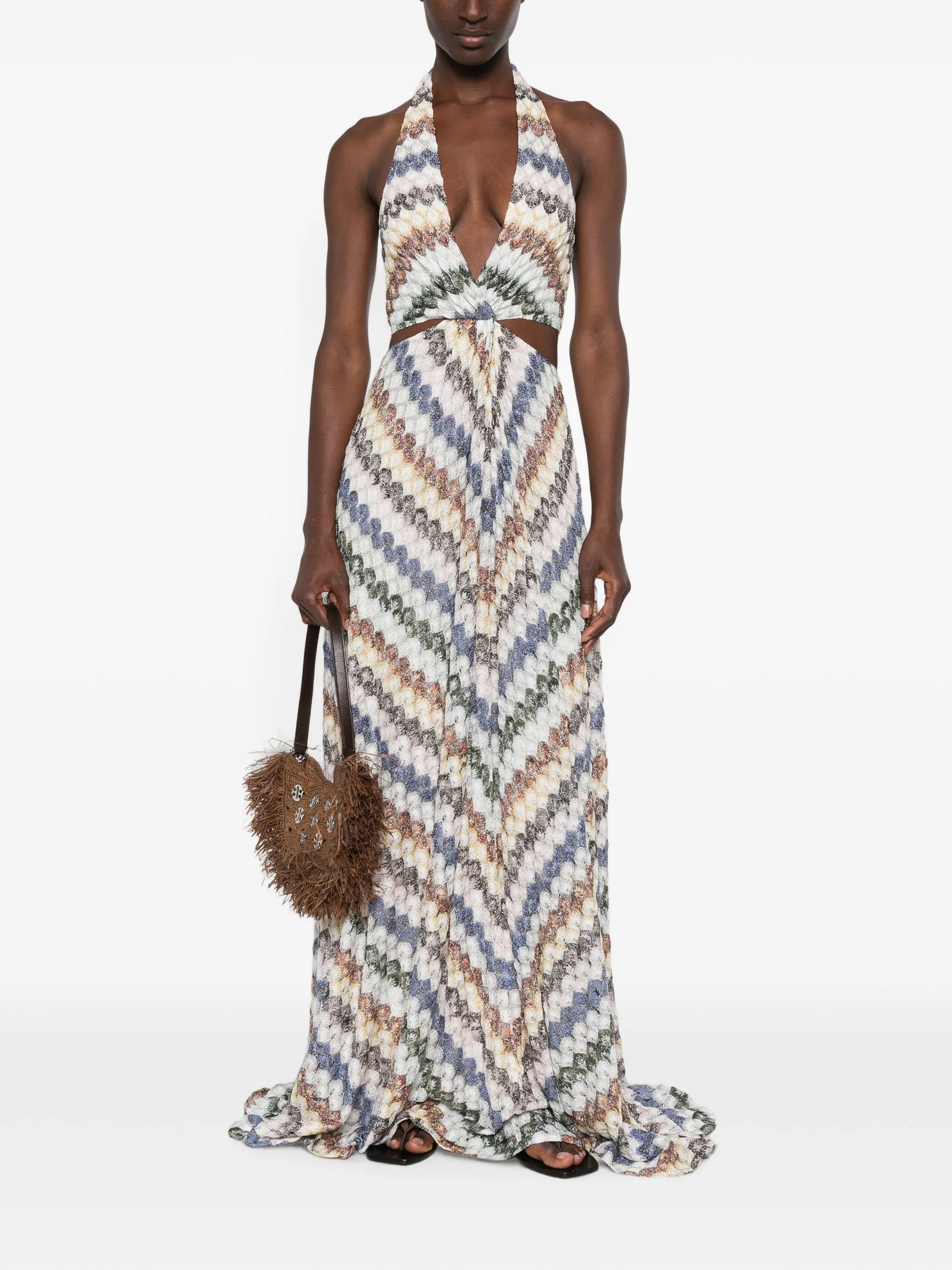 zigzag-knit cutout maxi dress