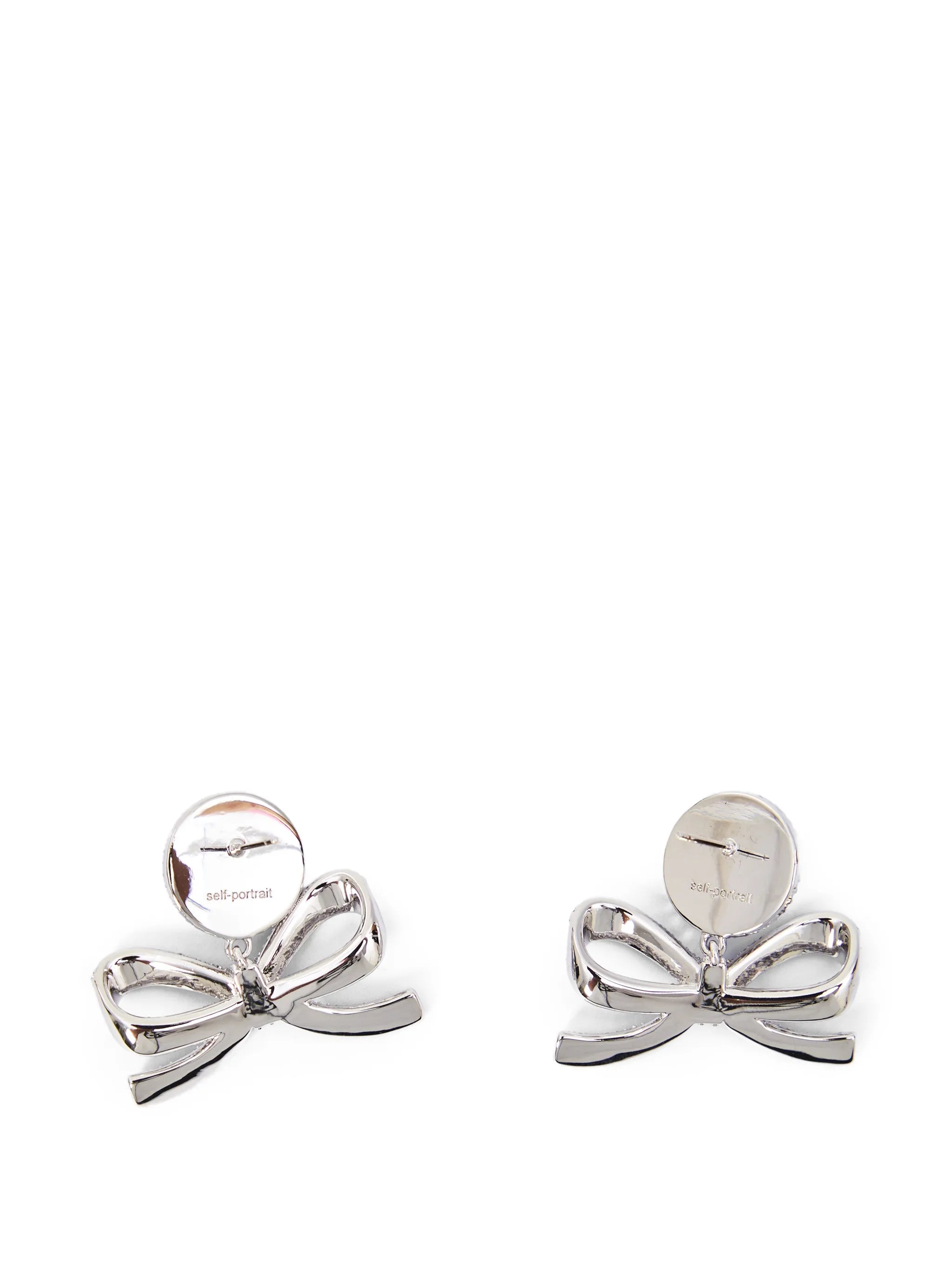 crystal pearl bow earrings