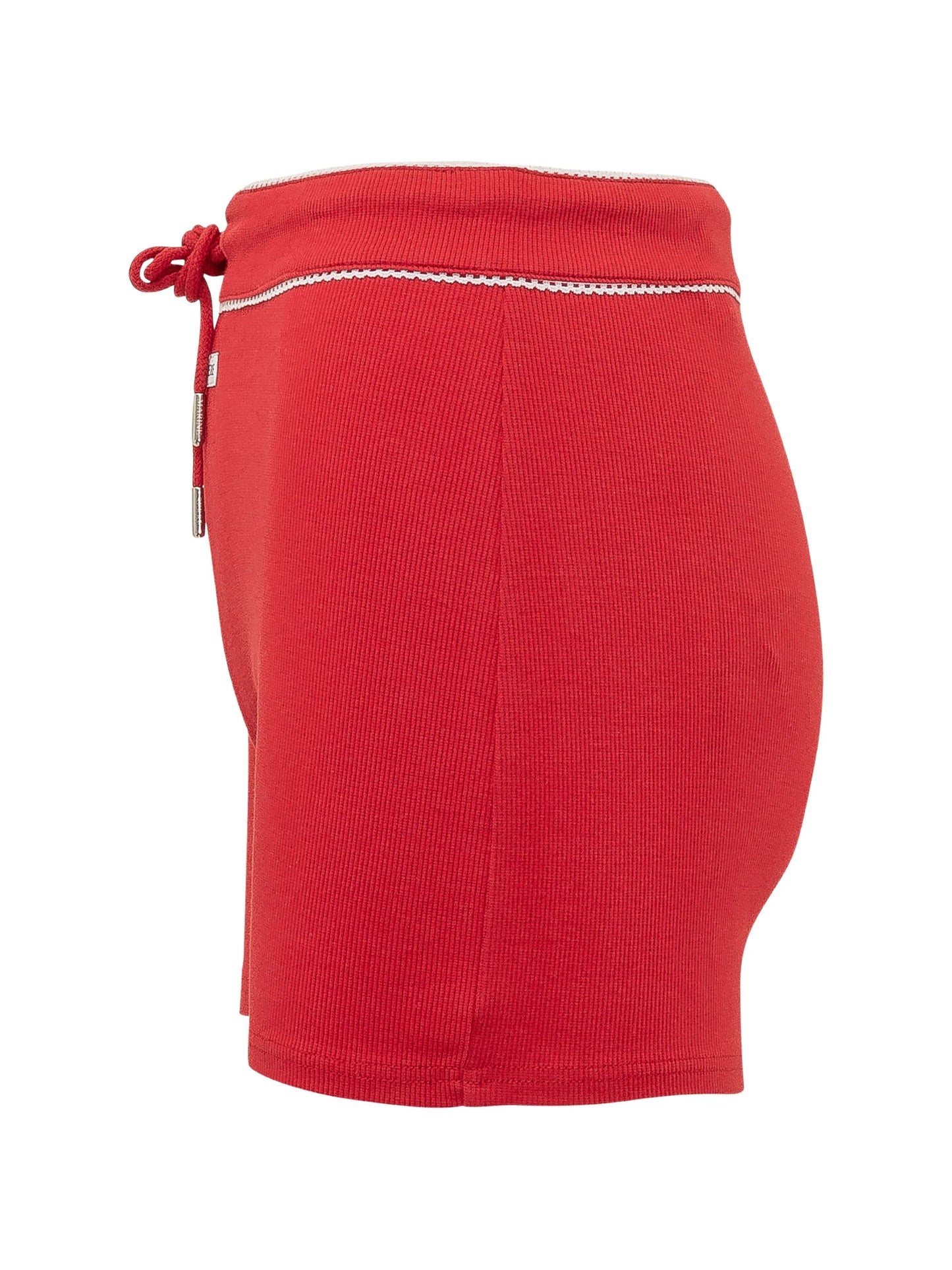 ribbed-knit drawstring mini shorts