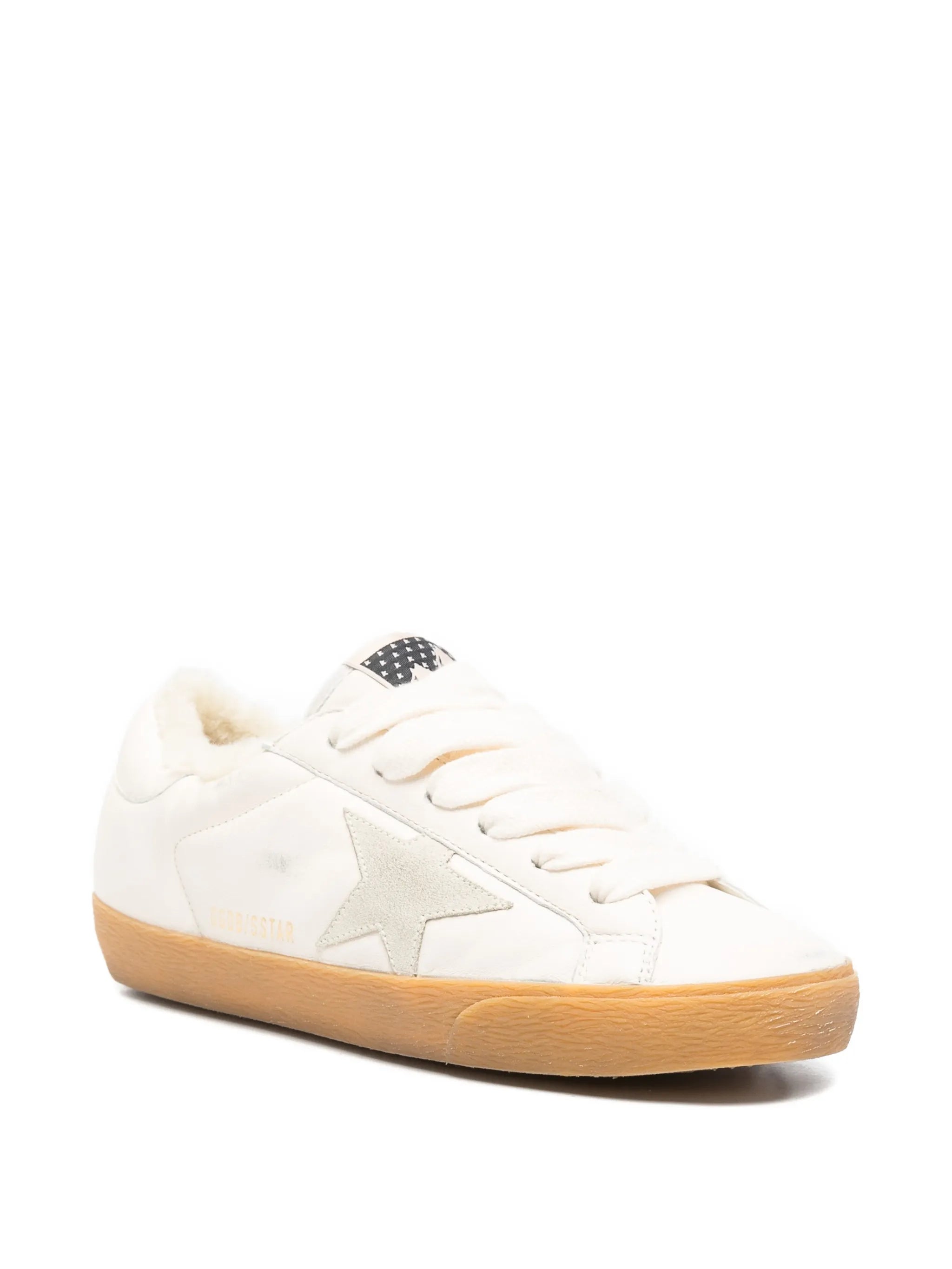 Super-Star in white nappa with suede star