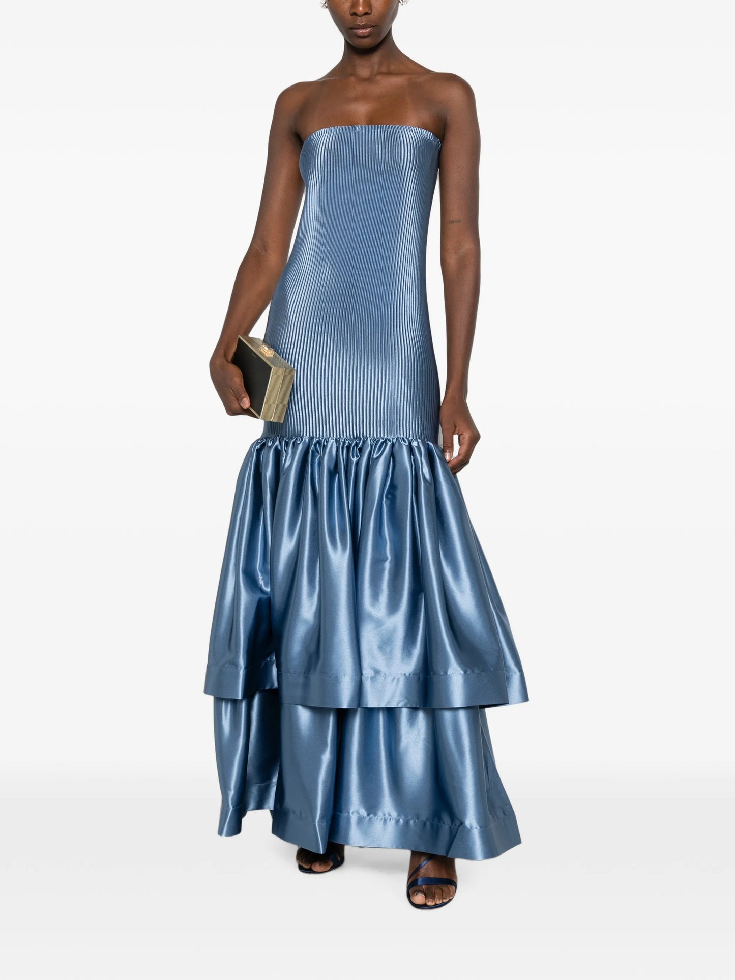 Elevate pleated tiered maxi dress