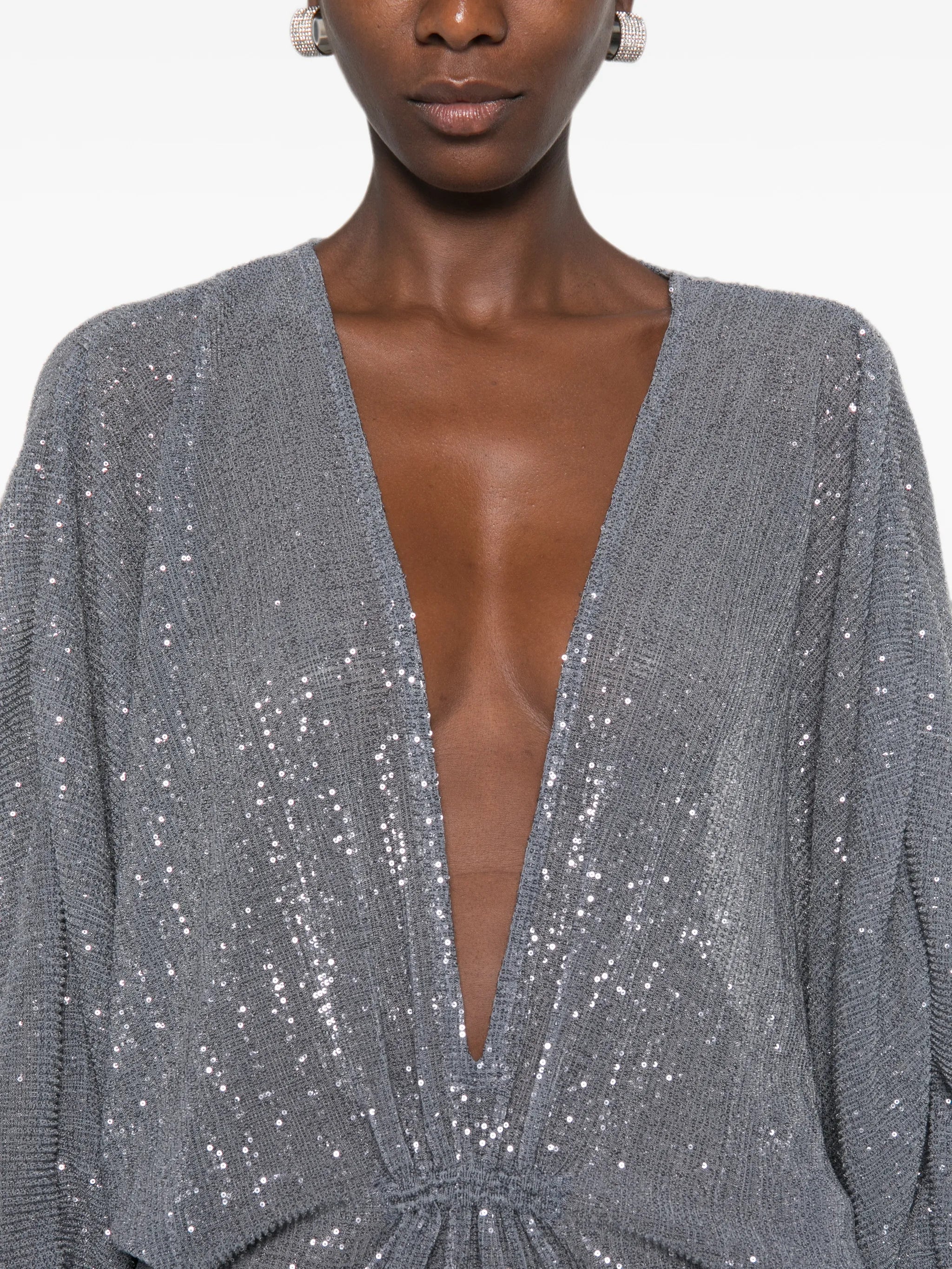 Experimental sequin-embellished maxi dress