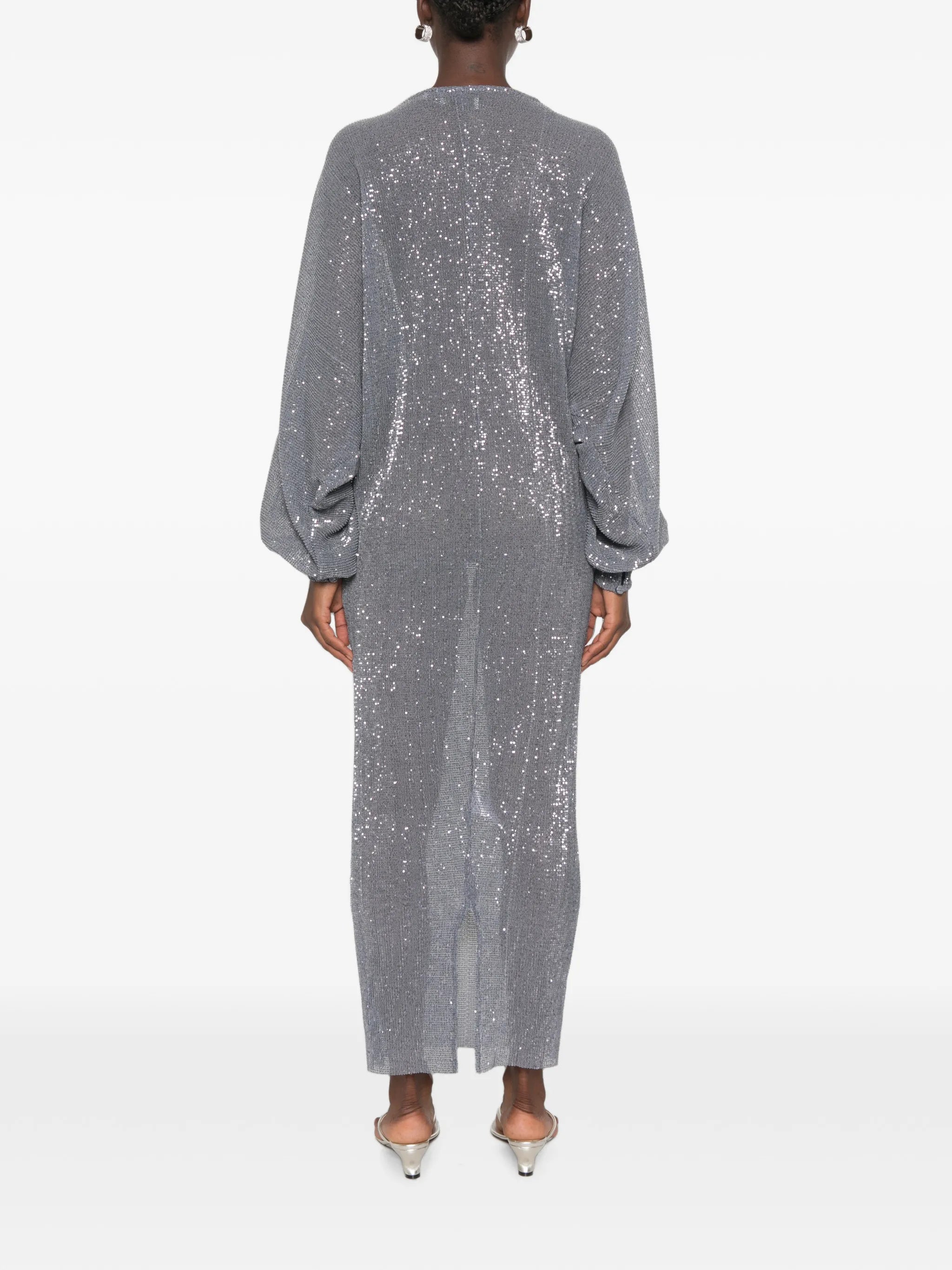 Experimental sequin-embellished maxi dress