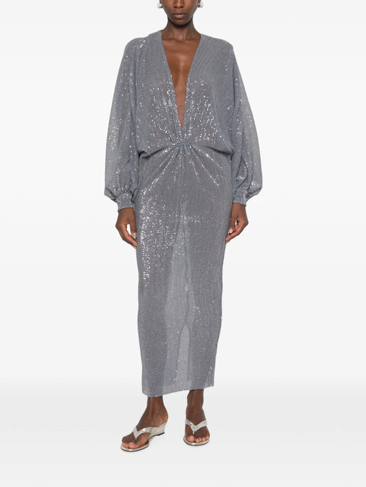 Experimental sequin-embellished maxi dress