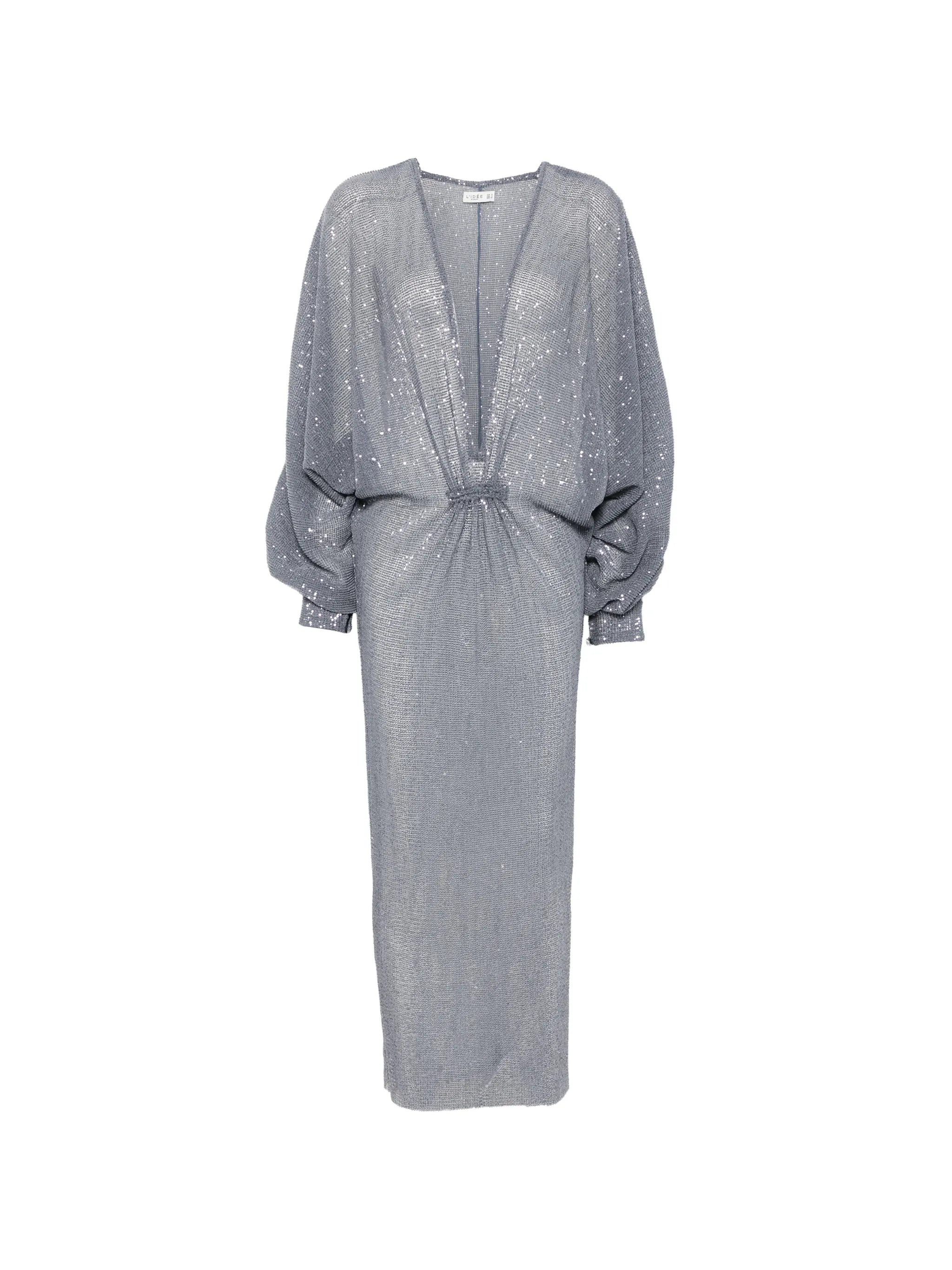 Experimental sequin-embellished maxi dress