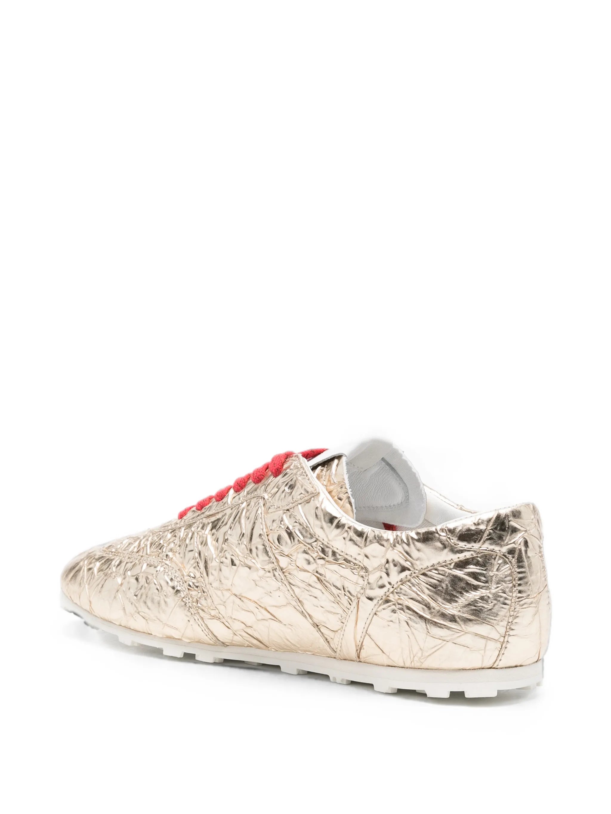 crinkled-finish logo-print sneakers