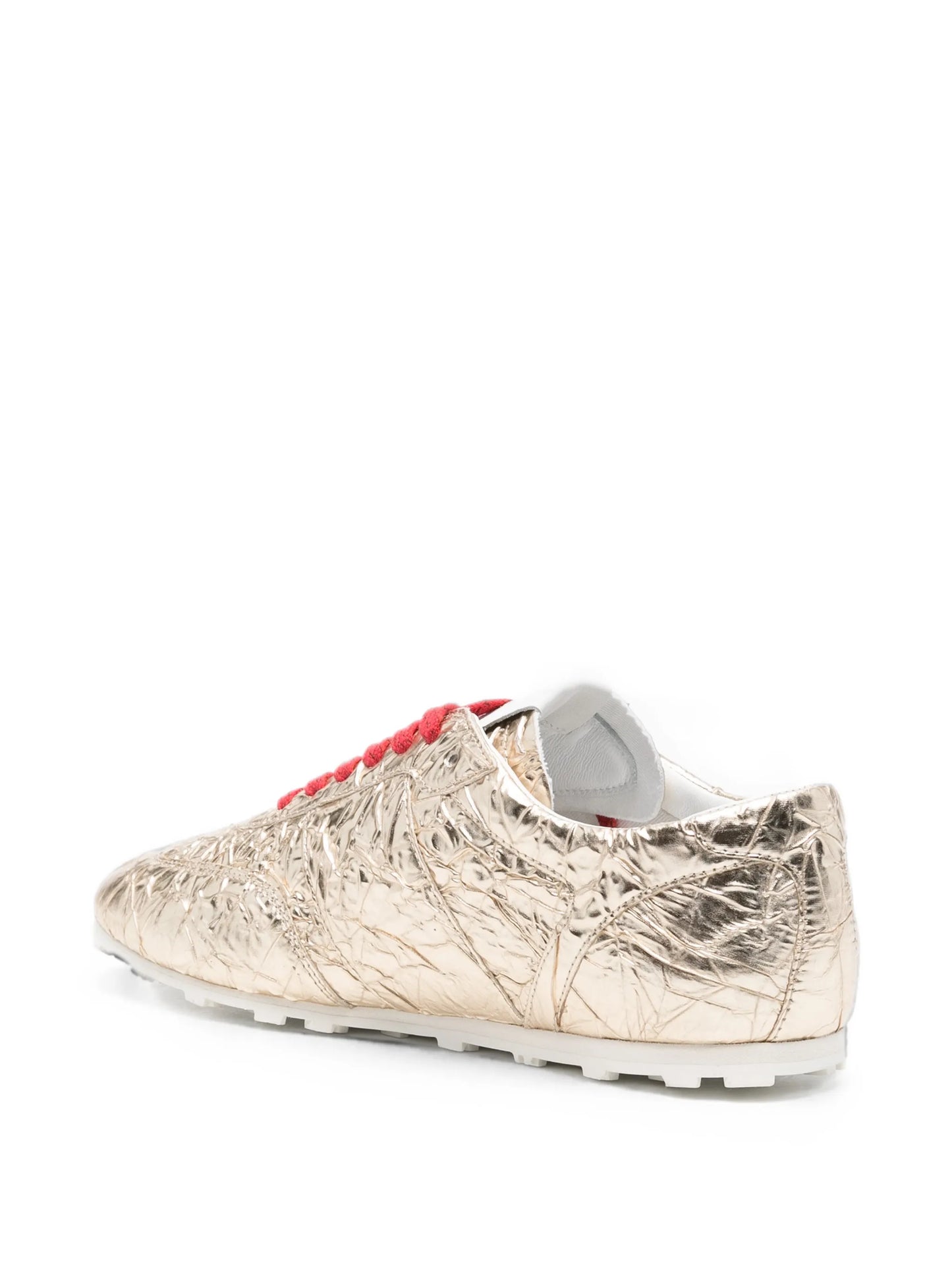 crinkled-finish logo-print sneakers