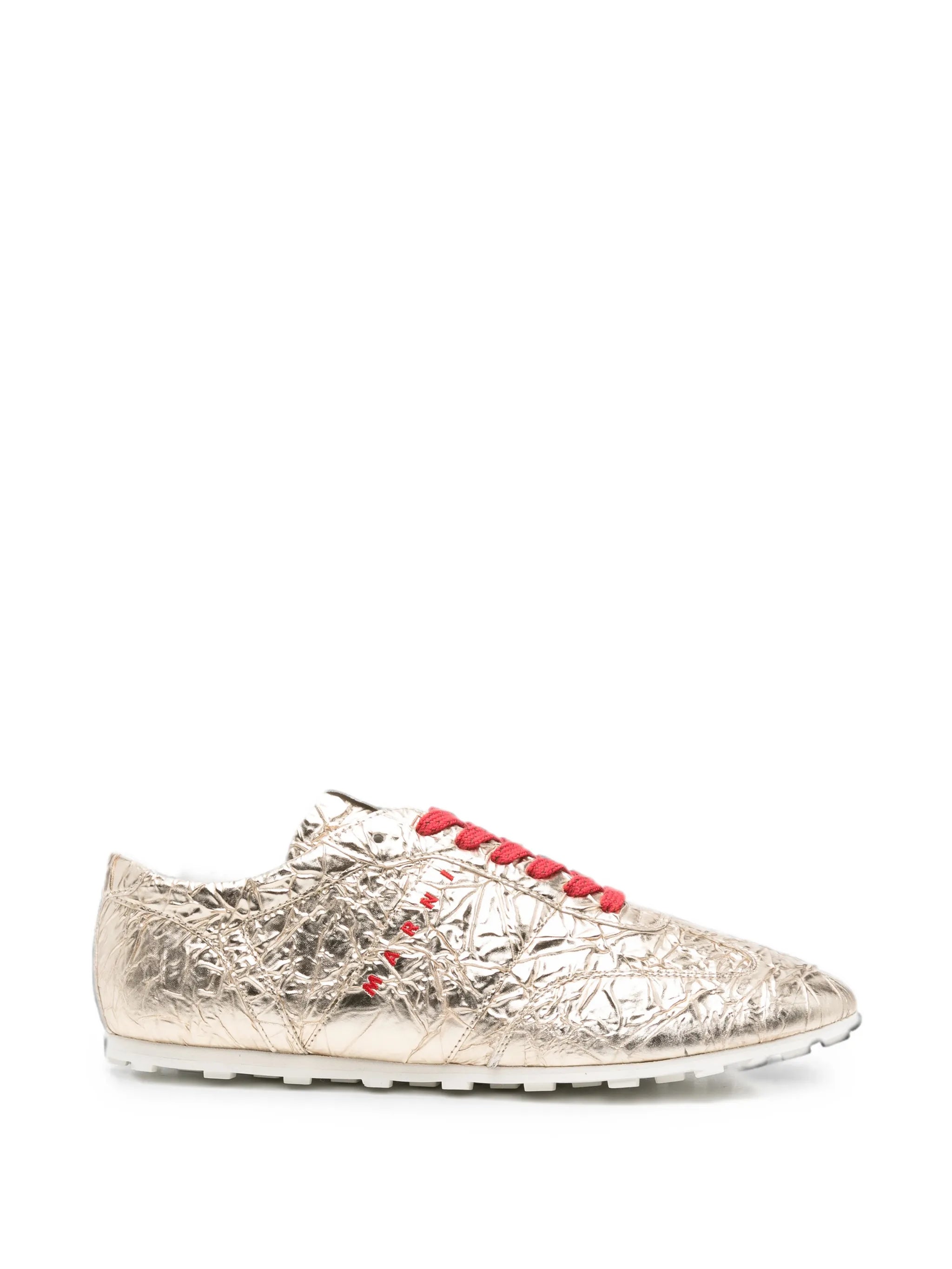 crinkled-finish logo-print sneakers