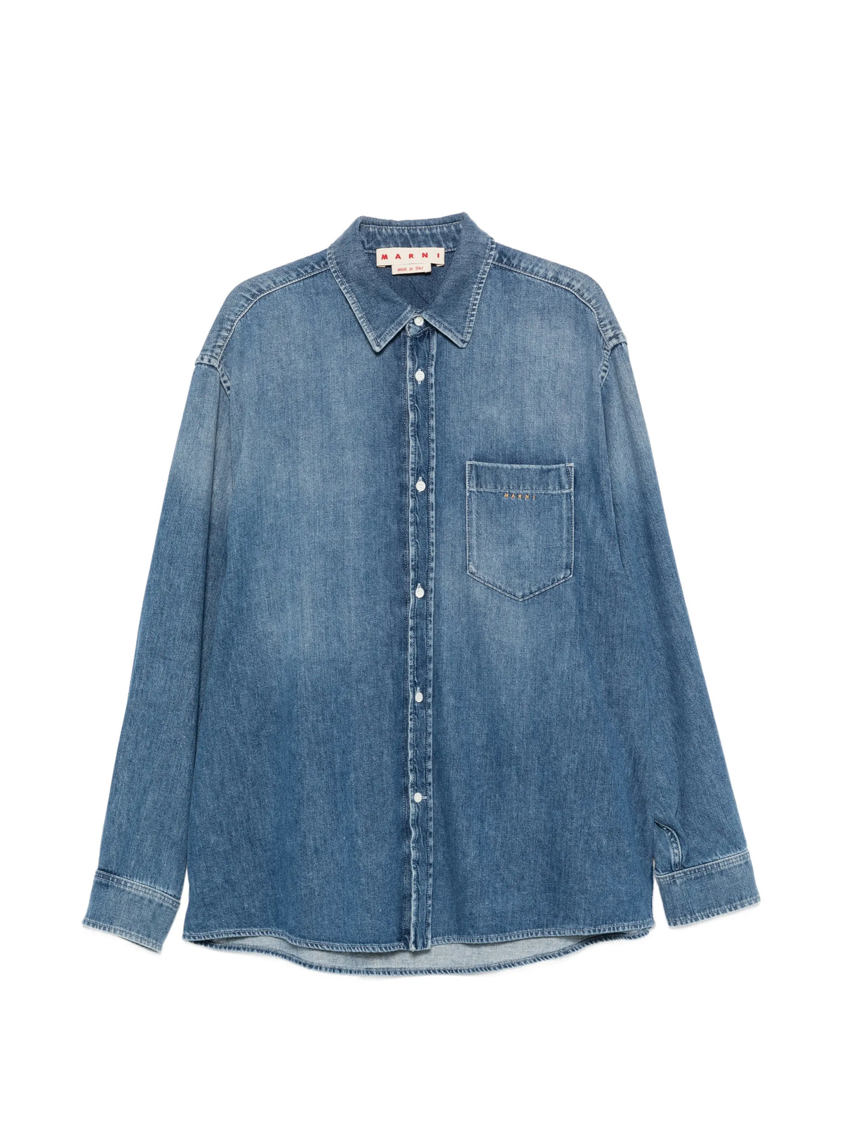 spread-collar chest-pocket shirt