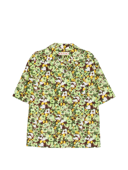 floral-print chest-pocket shirt