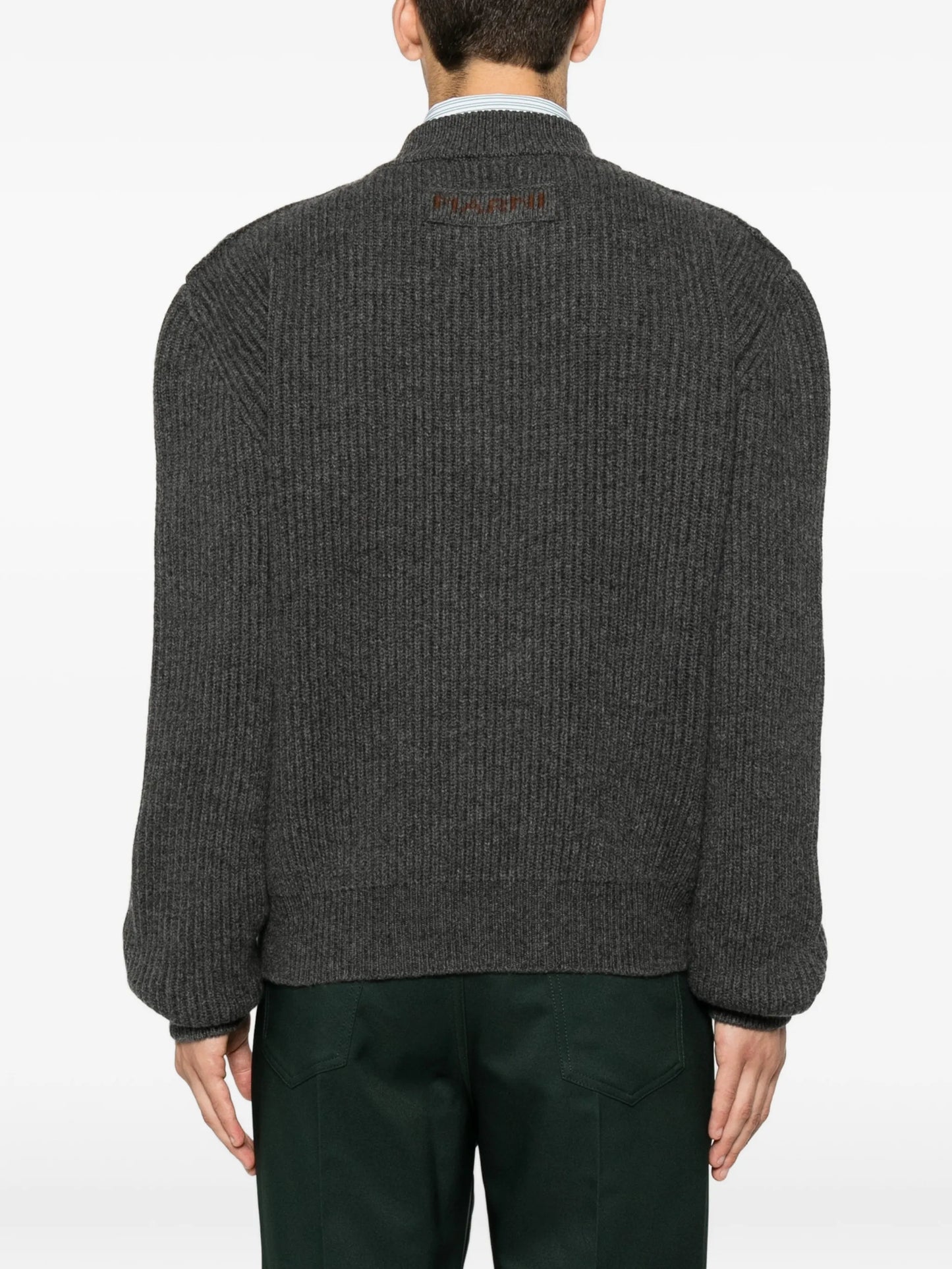 logo-patch V-neck sweater