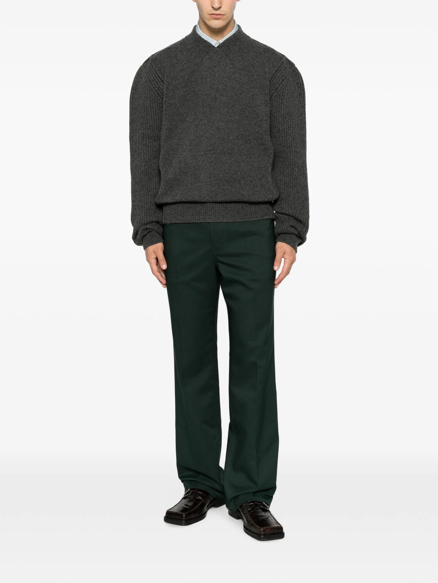 logo-patch V-neck sweater