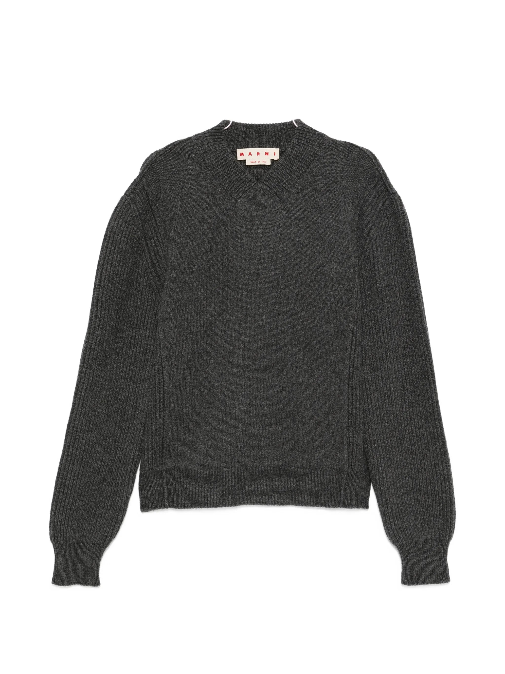 logo-patch V-neck sweater